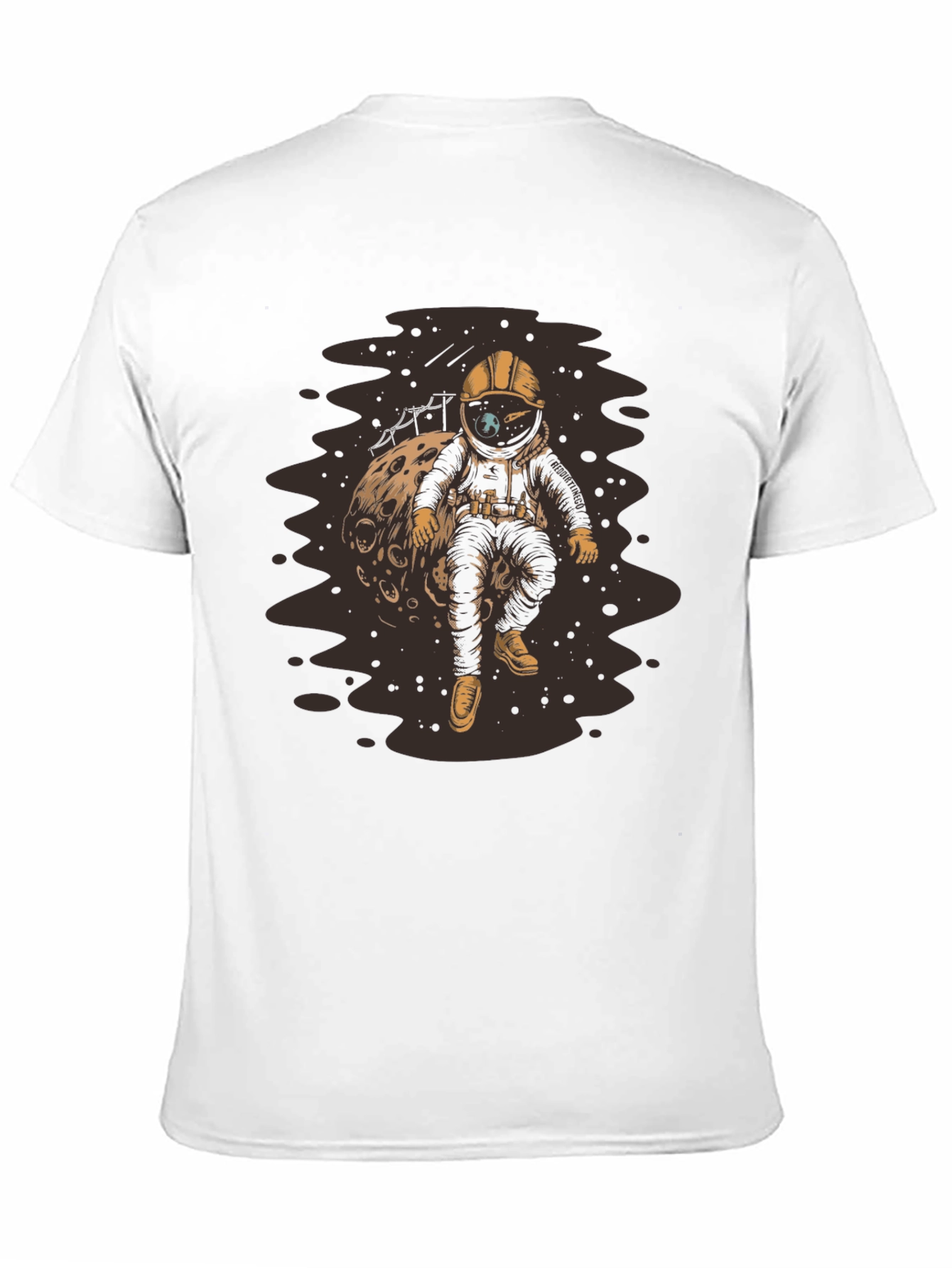 Astronaut on Moon Black T-Shirt