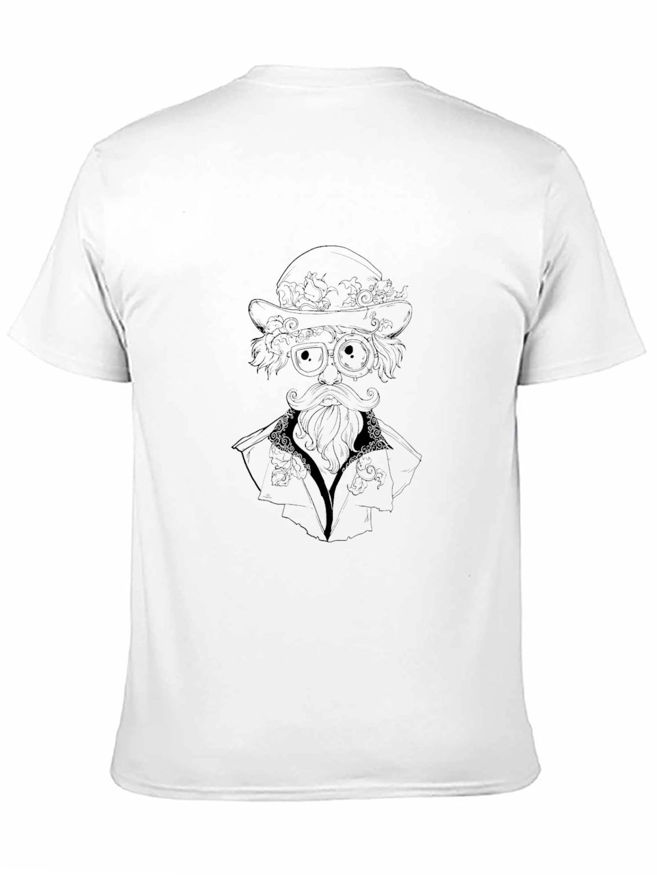 Mens Black Graphic T-Shirt - Steampunk Style Portrait
