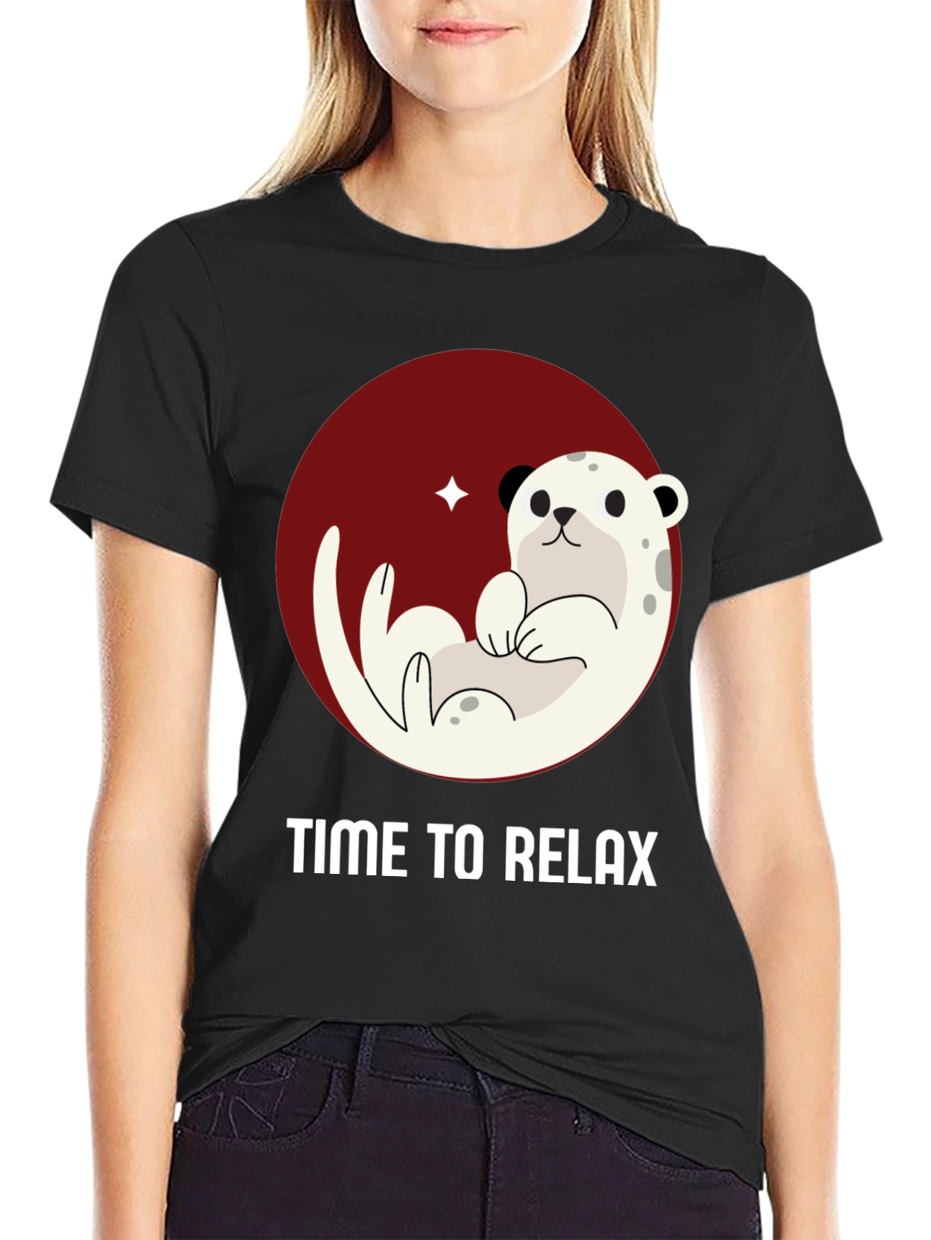 Relaxing Otter Graphic Tee - Black