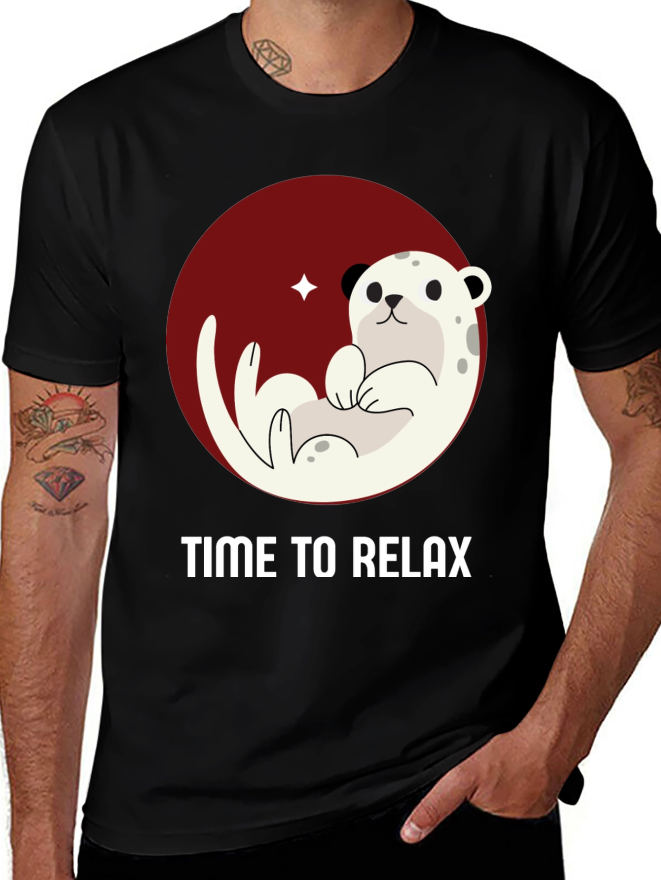 Relaxing Otter Graphic Tee - Black
