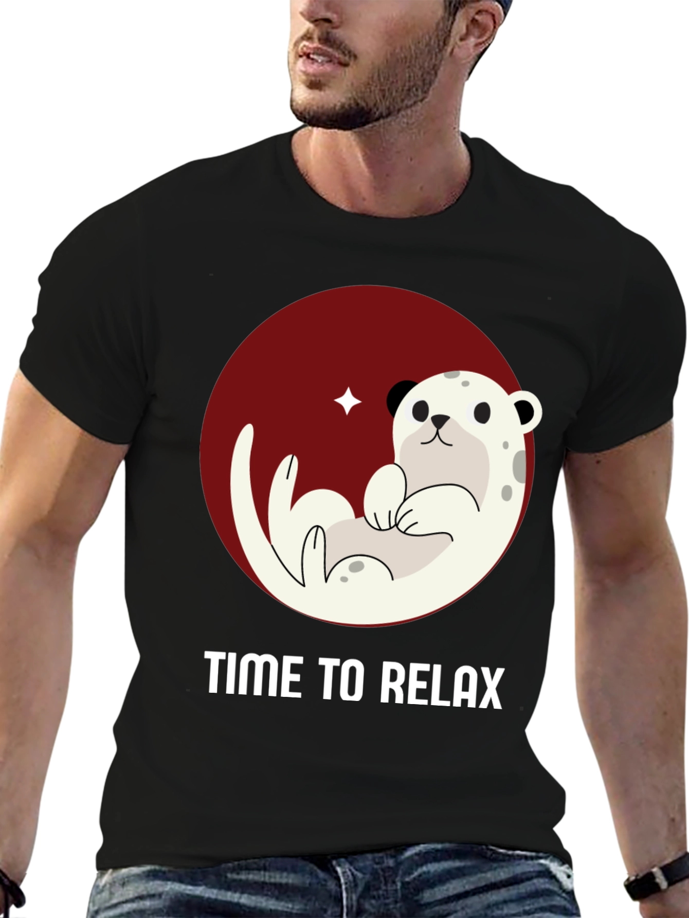 Relaxing Otter Graphic Tee - Black