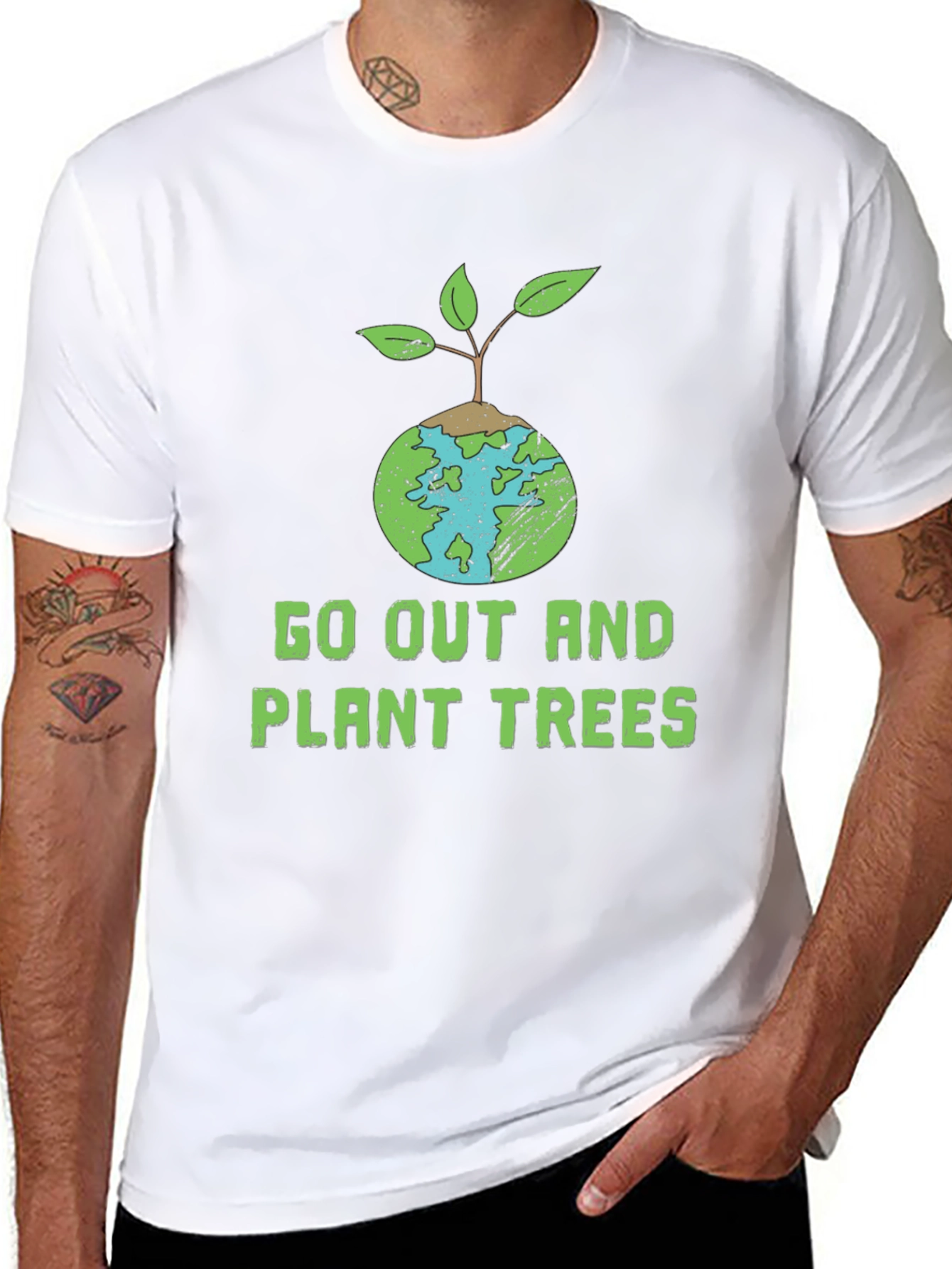 Eco-Friendly Plant Trees Graphic T-Shirt