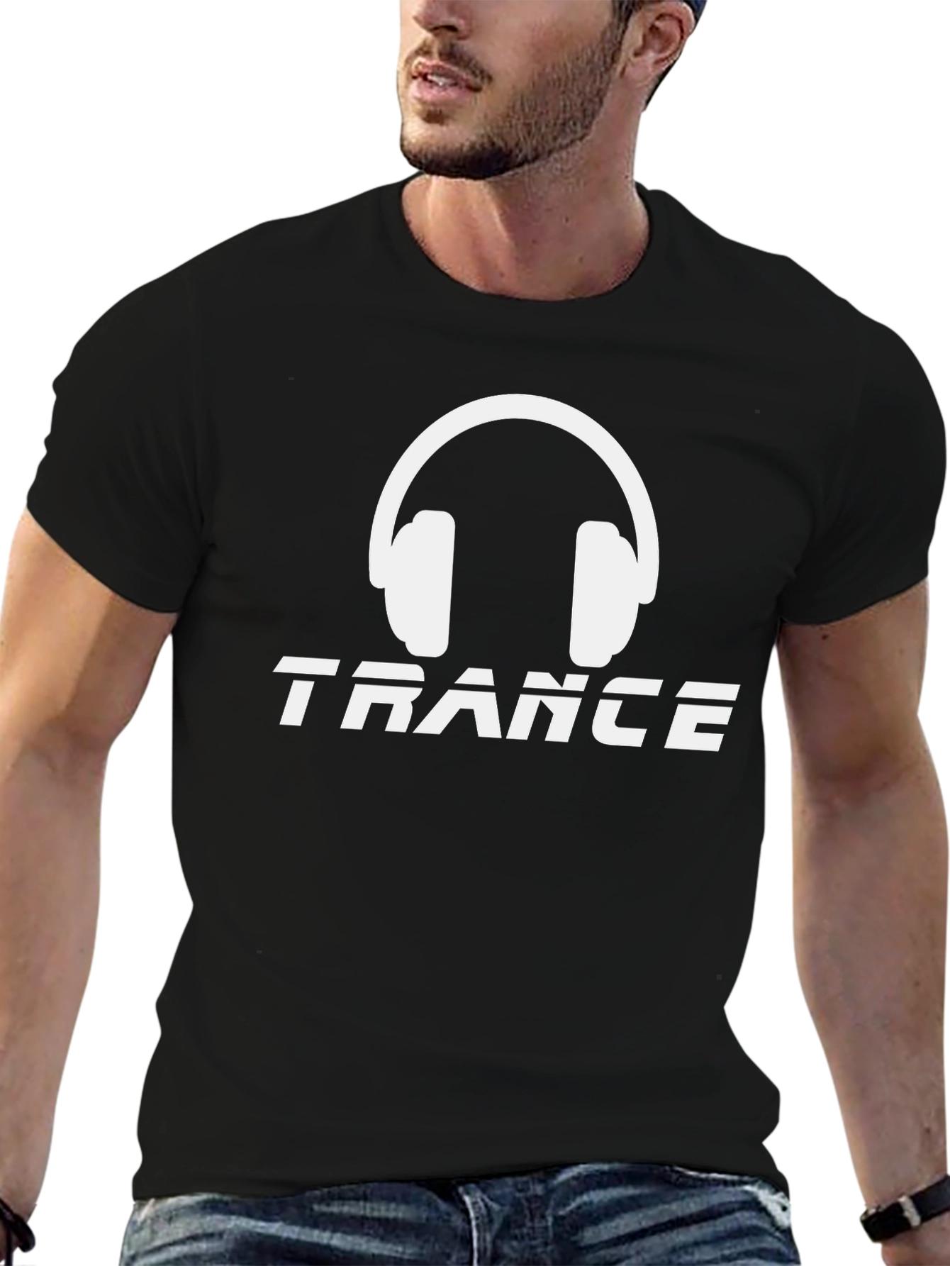 Trance Music Headphones Graphic Tee - Black