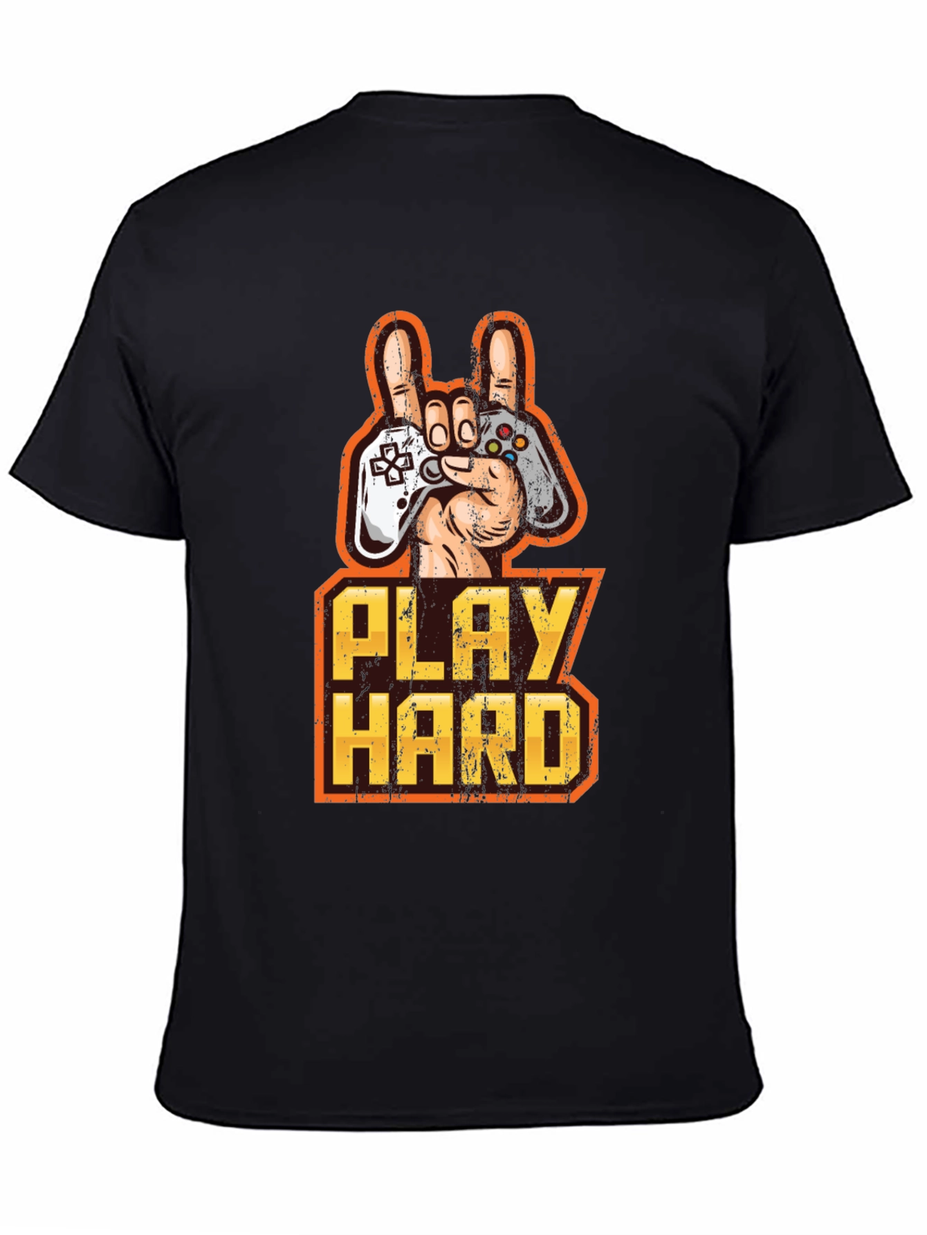 Play Hard Gamer T-Shirt - Black Cotton Graphic Tee