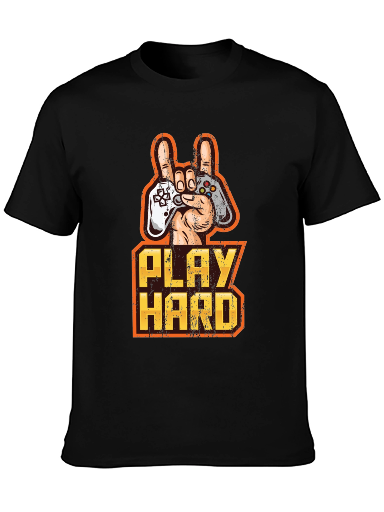Play Hard Gamer T-Shirt - Black Cotton Graphic Tee