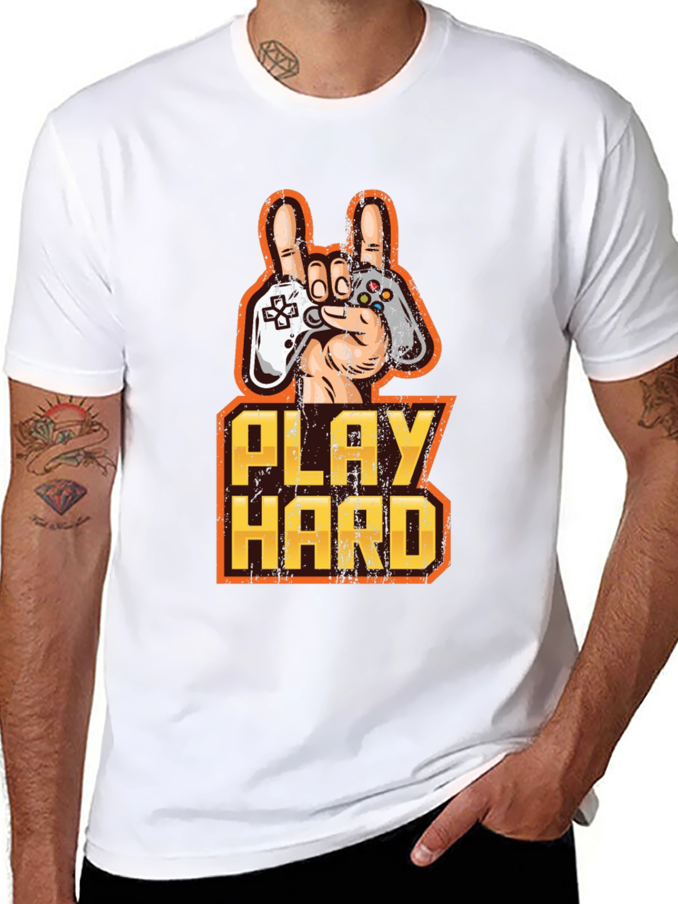 Play Hard Gamer T-Shirt - Black Cotton Graphic Tee