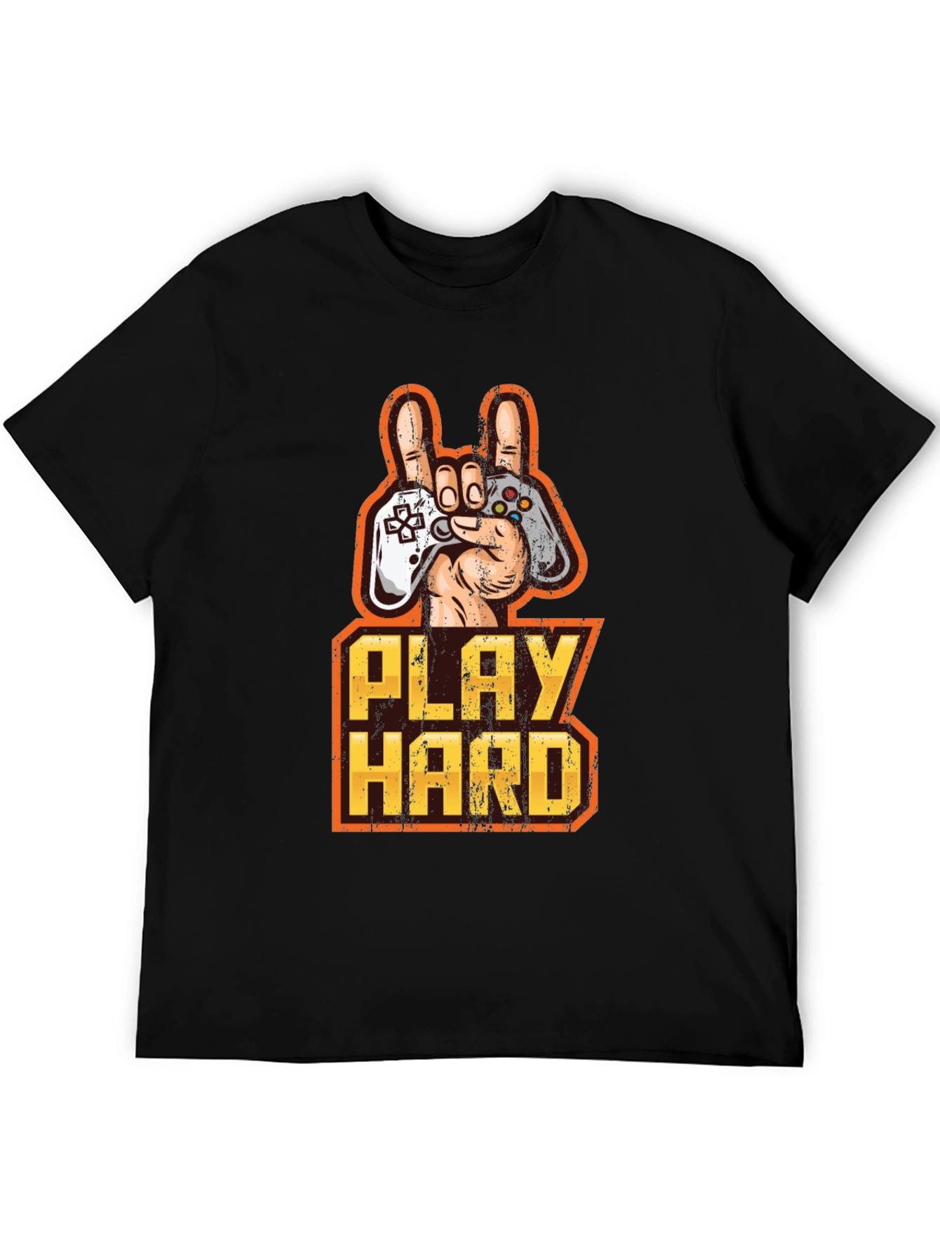 Play Hard Gamer T-Shirt - Black Cotton Graphic Tee
