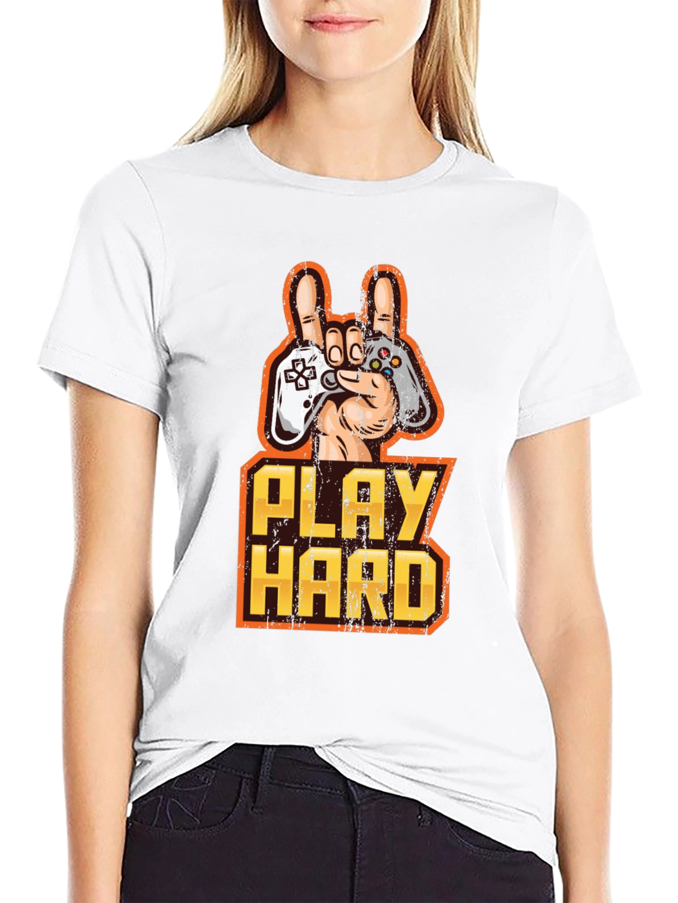 Play Hard Gamer T-Shirt - Black Cotton Graphic Tee