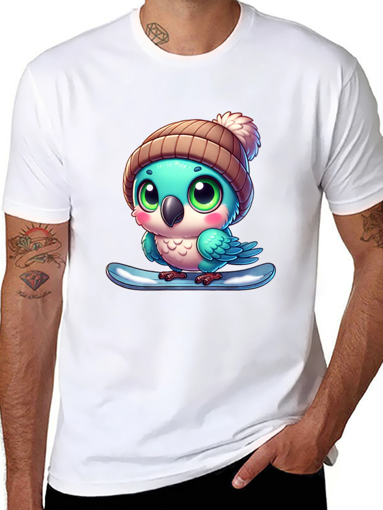 Bird on Snowboard Graphic Tee