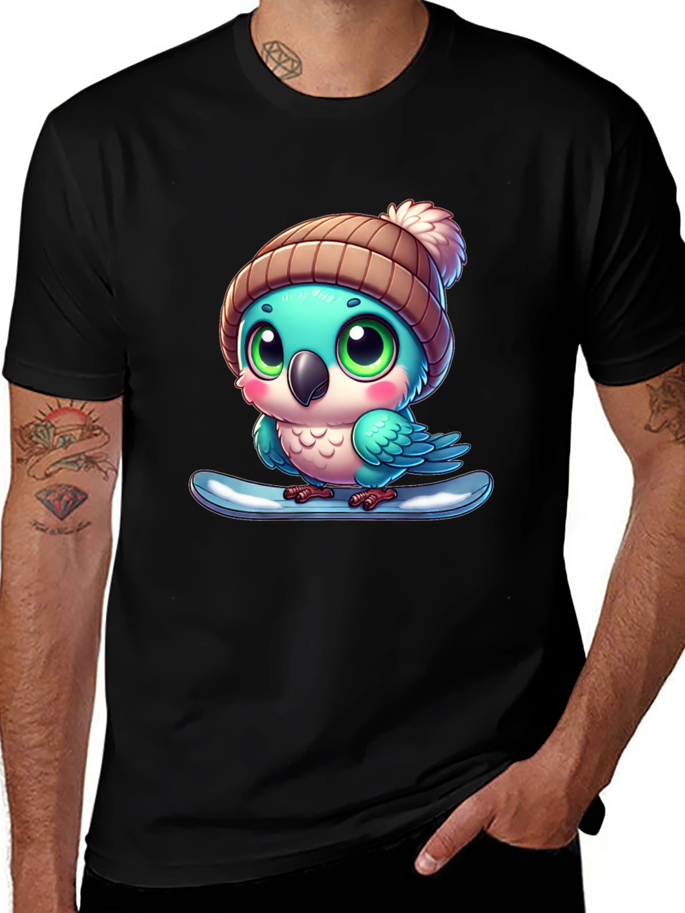 Bird on Snowboard Graphic Tee