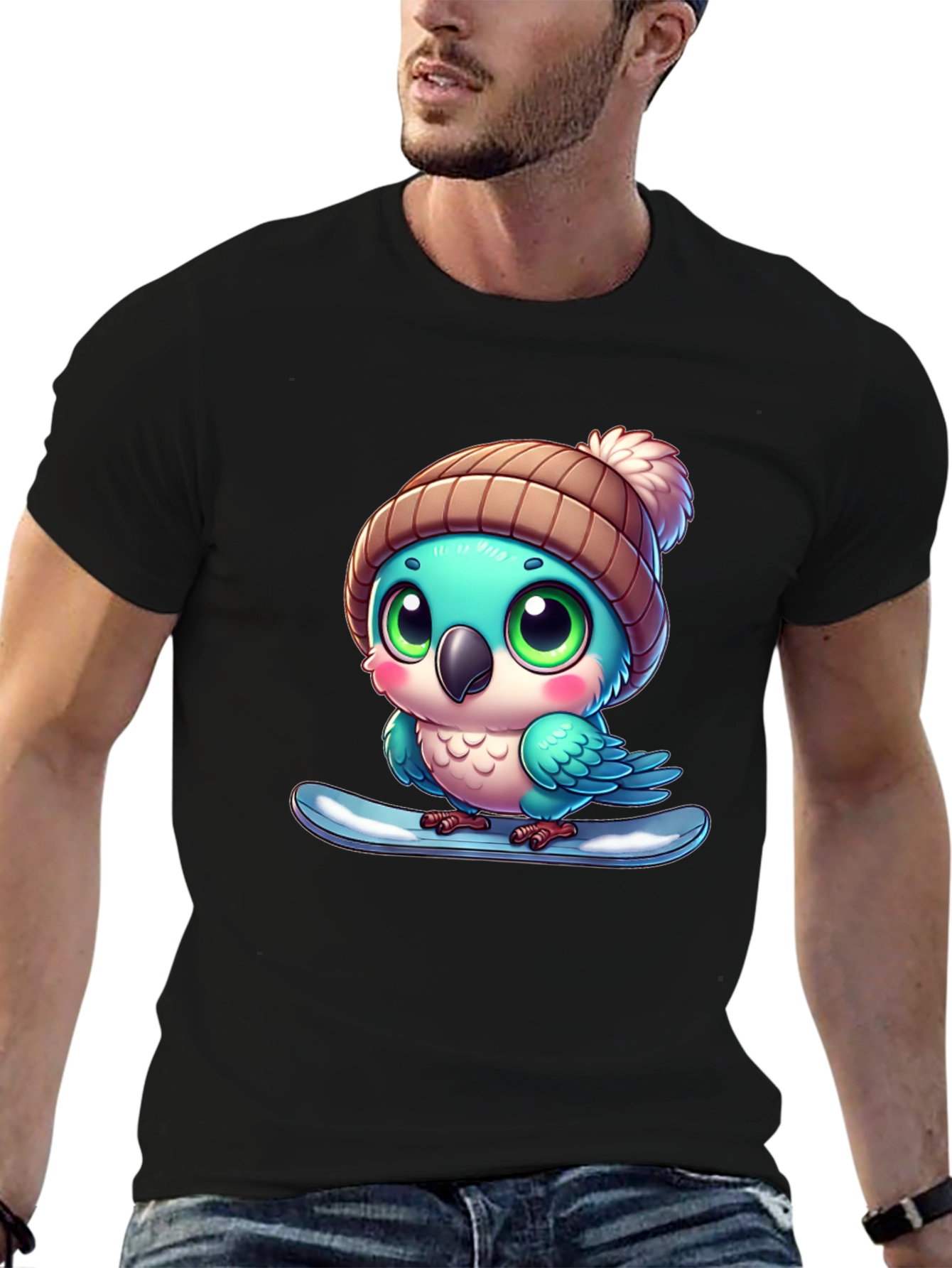 Bird on Snowboard Graphic Tee
