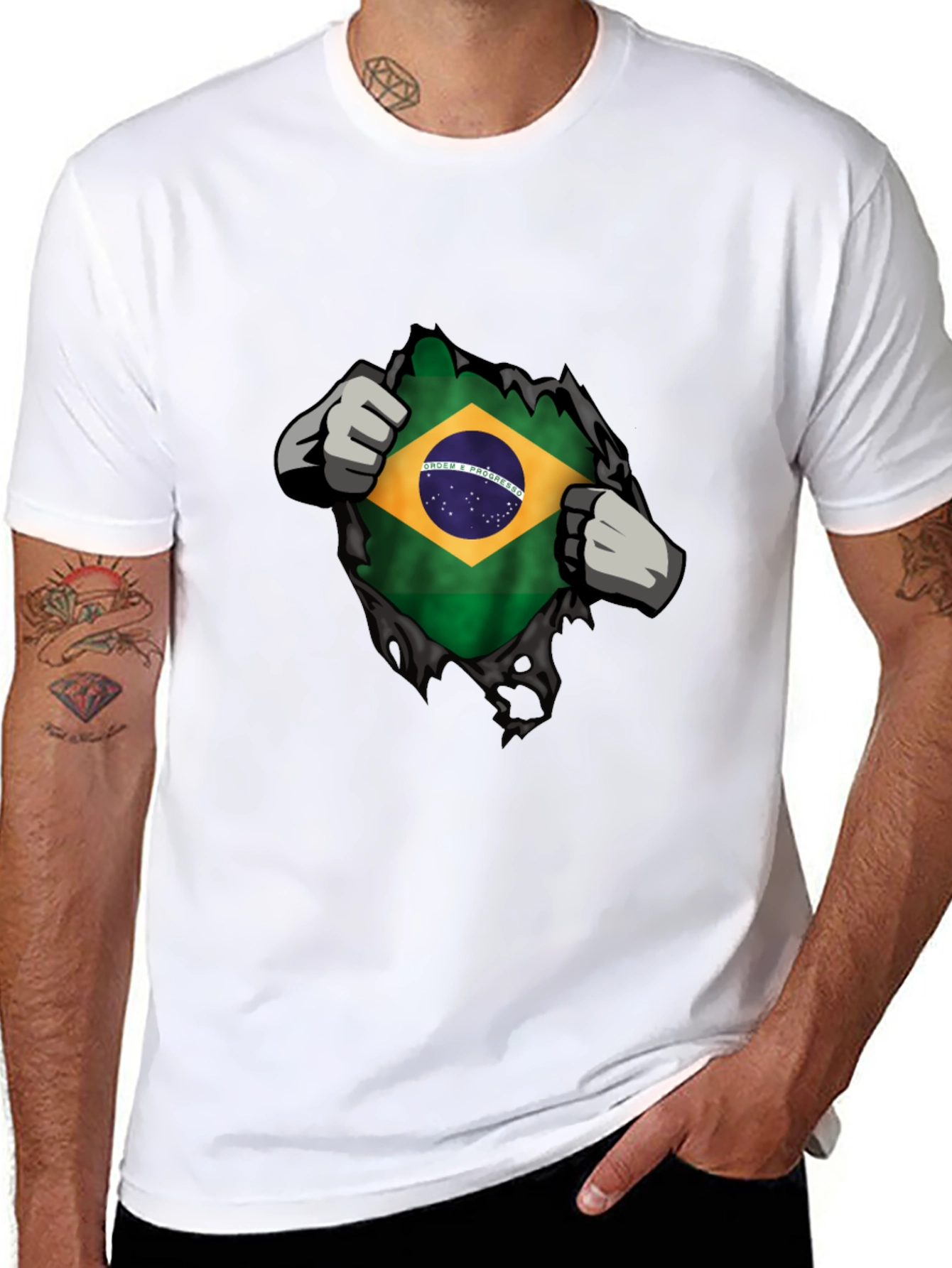 Brazilian Flag Ripped T-Shirt - Patriot Pride