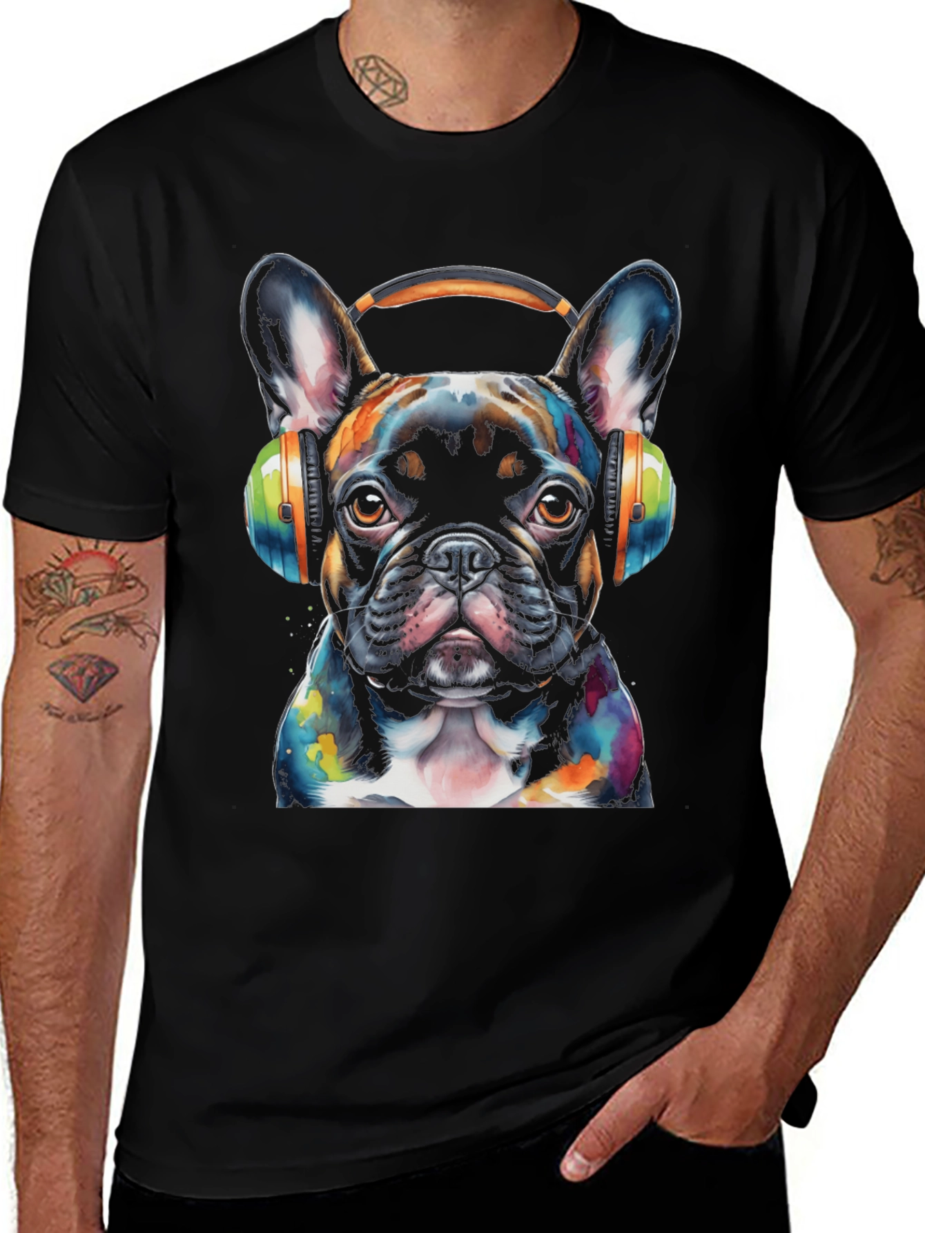 Dog with Headphones T-Shirt - Artistic Puppy Design