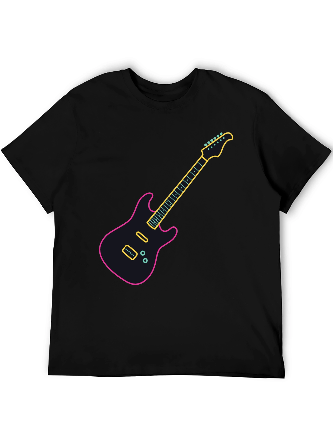 Neon Guitar Graphic Tee - Black