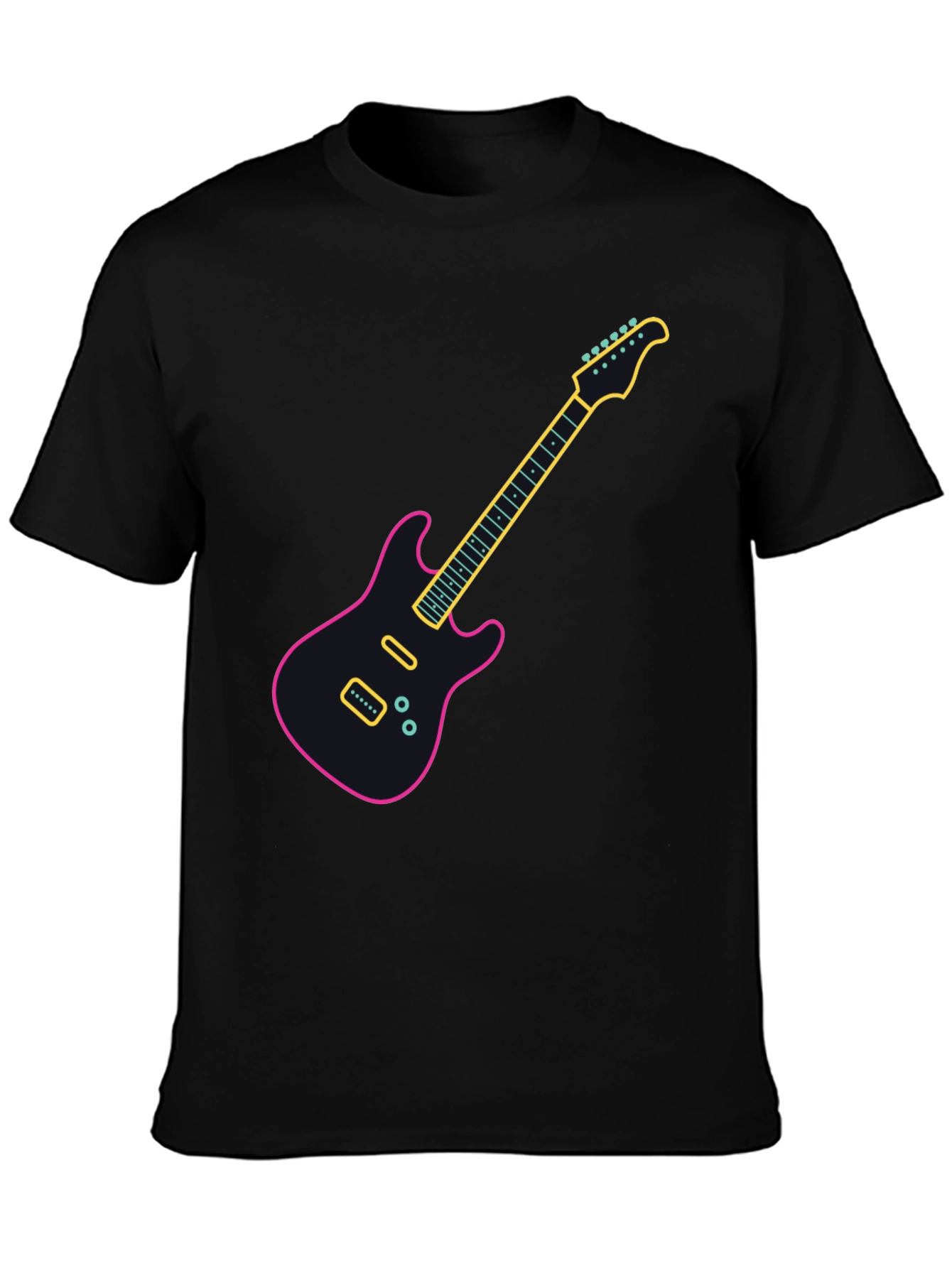 Neon Guitar Graphic Tee - Black