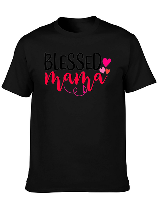 Blessed Mama Graphic Tee - Black Cotton Comfort Fit