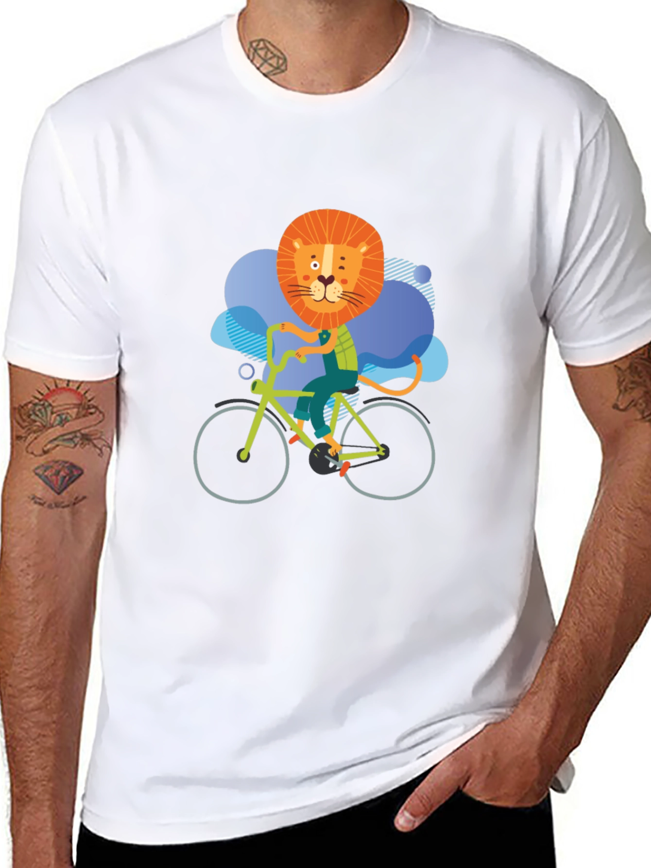 Lion Riding Bike Graphic Tee - Black