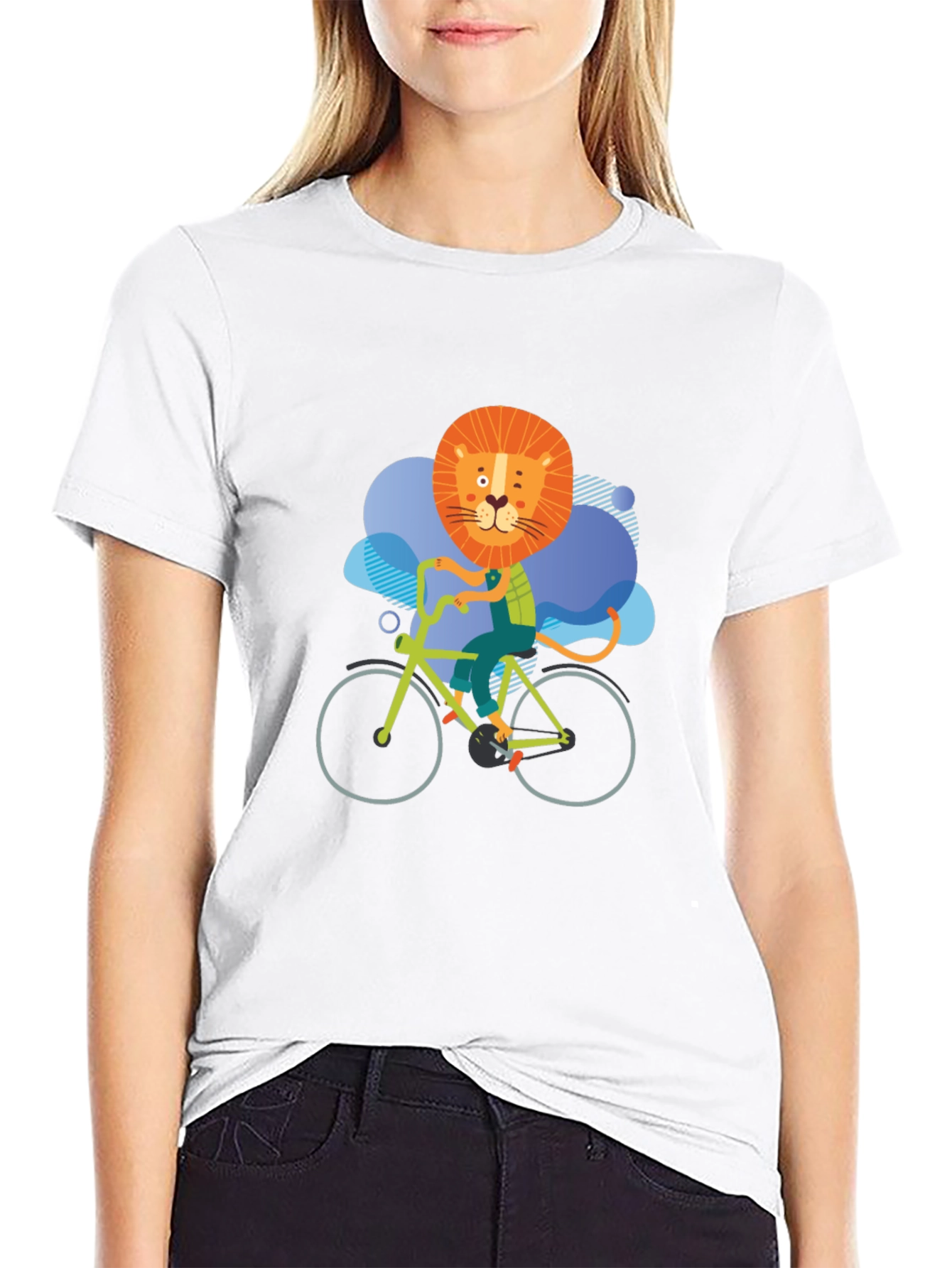 Lion Riding Bike Graphic Tee - Black