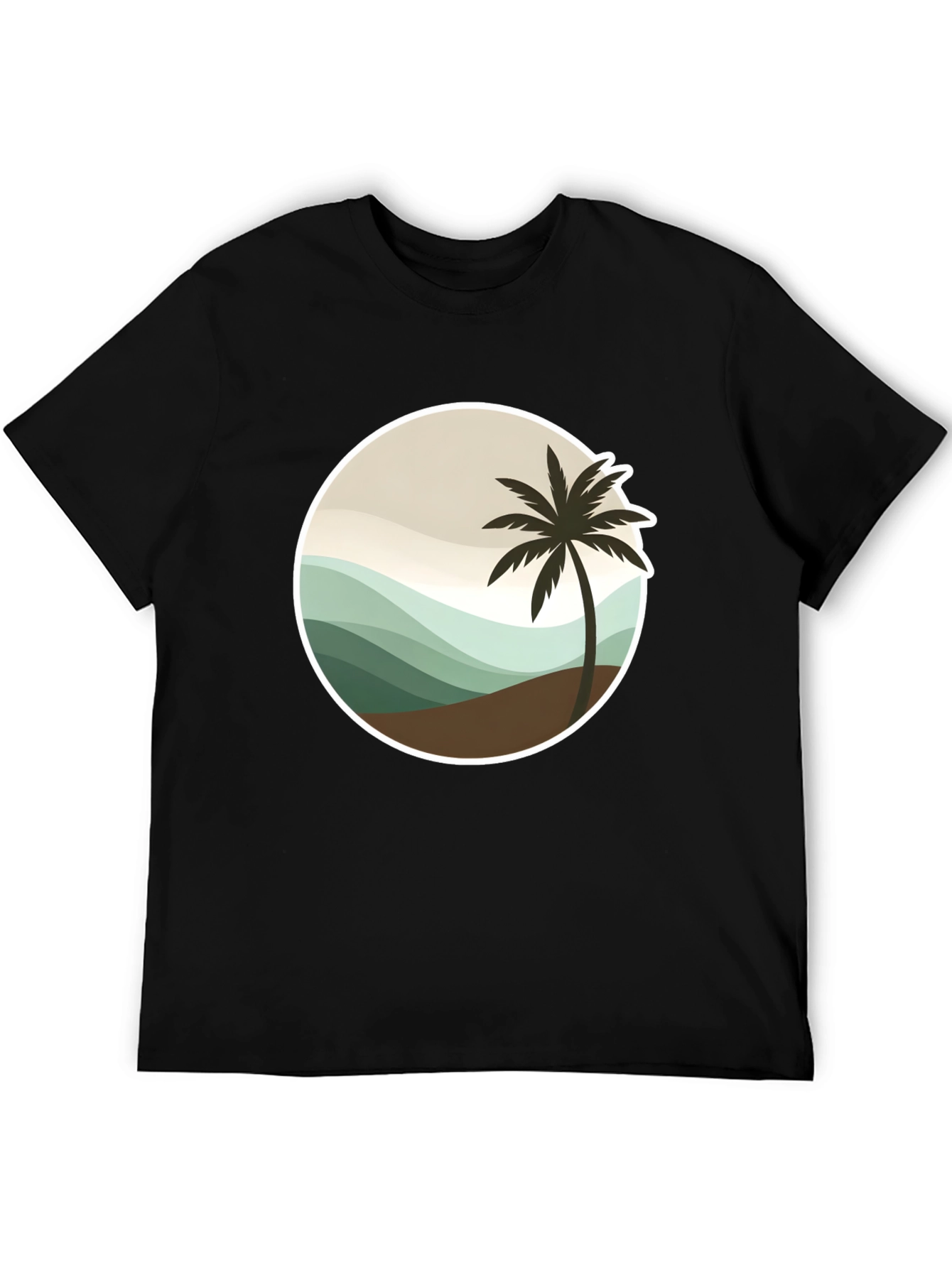 Tropical Palm Tree Graphic Tee - Black Casual T-Shirt