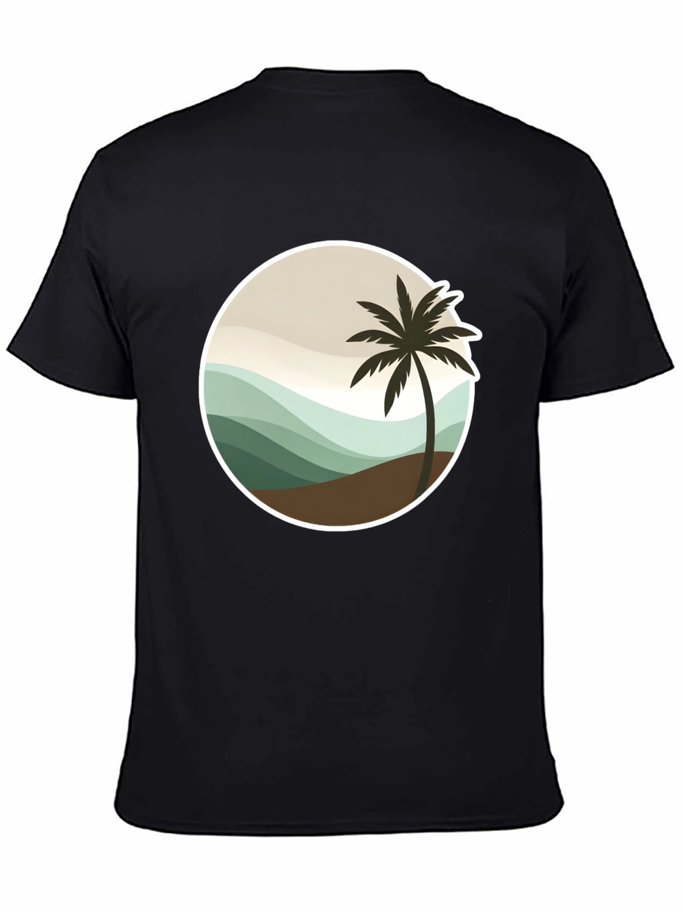 Tropical Palm Tree Graphic Tee - Black Casual T-Shirt