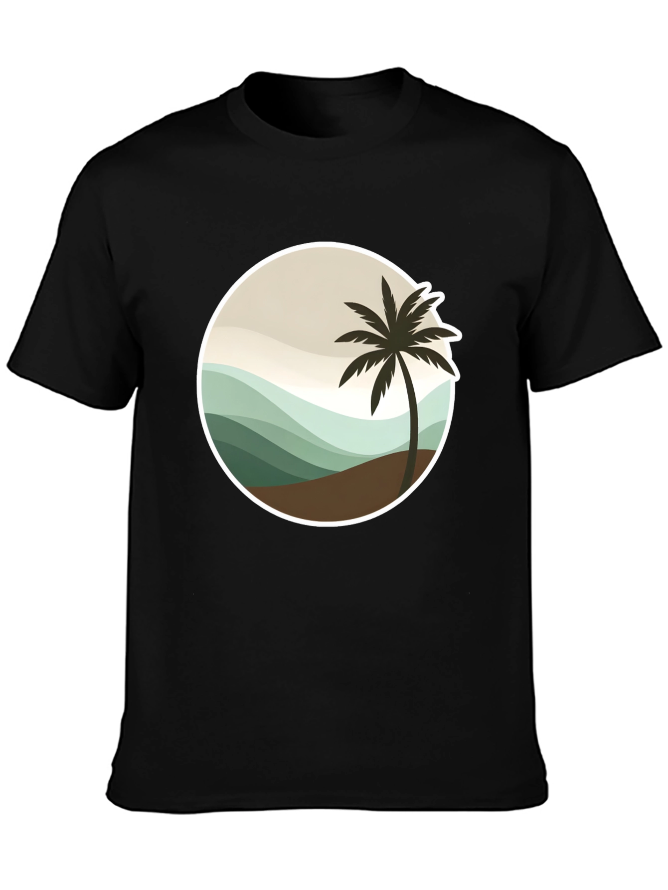 Tropical Palm Tree Graphic Tee - Black Casual T-Shirt