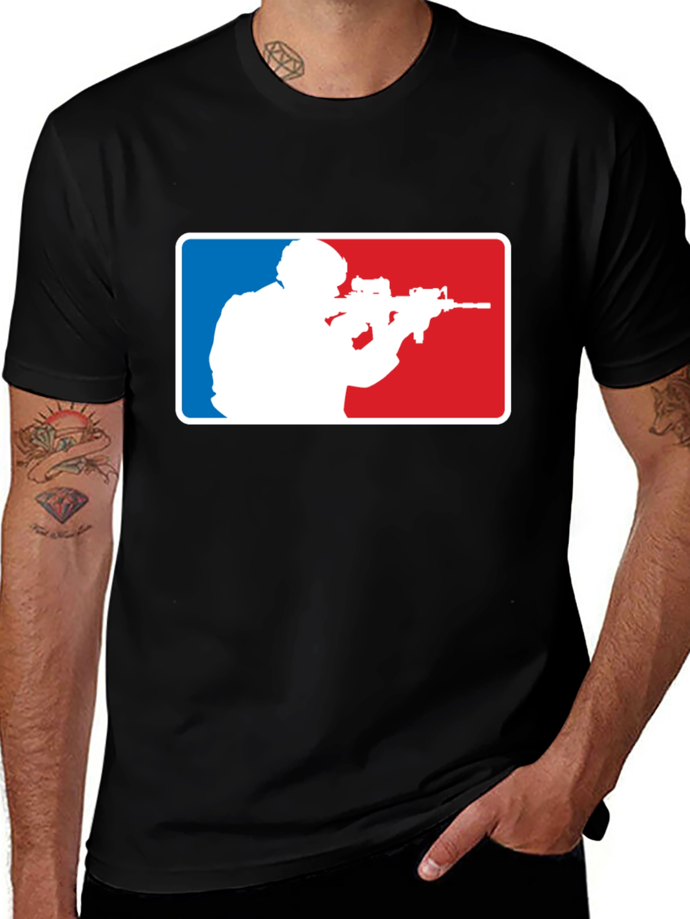 Tactical Shooter Graphic T-Shirt - Black