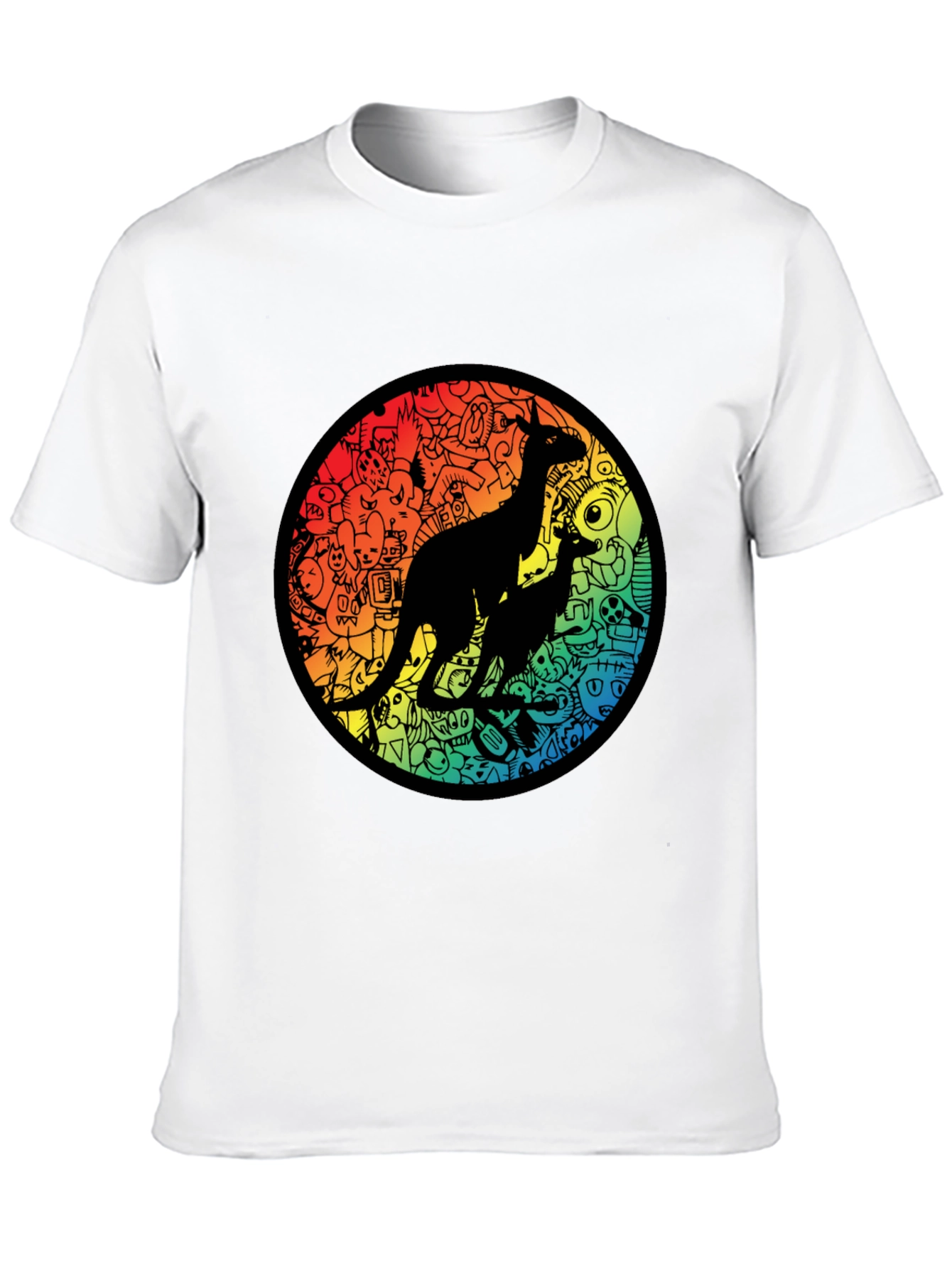 Kangaroo Doodle Tee - Rainbow Circle Design