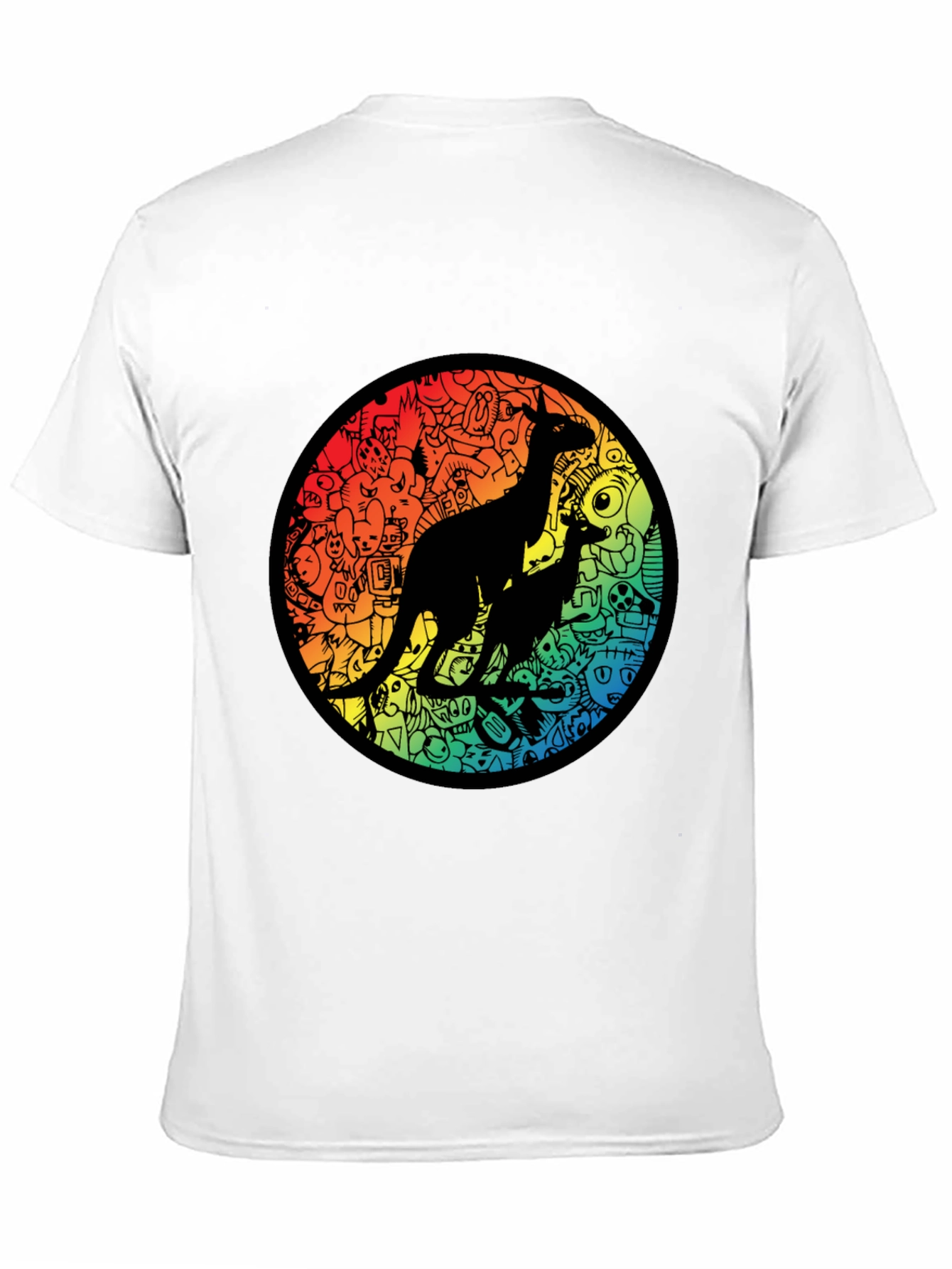 Kangaroo Doodle Tee - Rainbow Circle Design