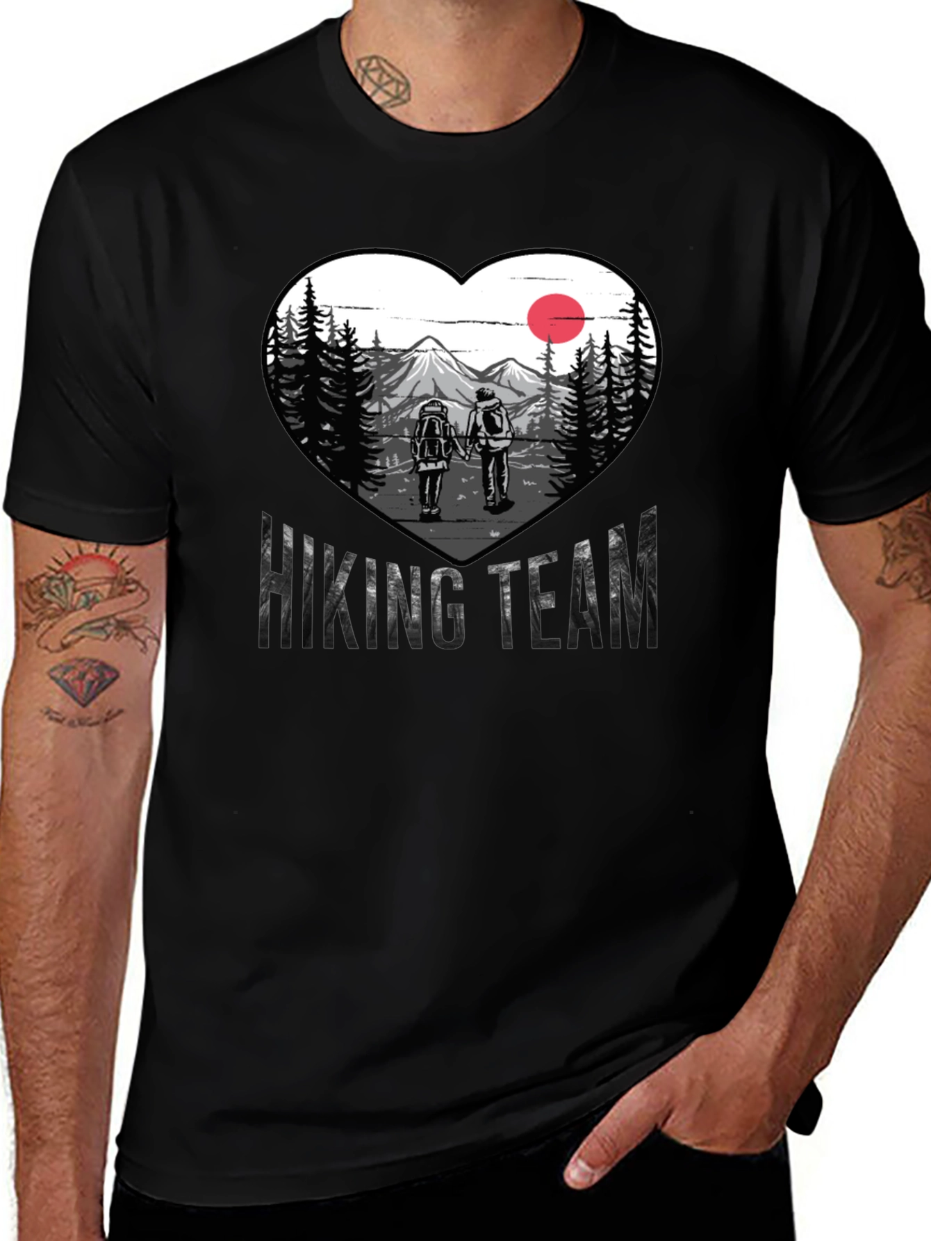Hiking Team Heart Graphic Tee - Nature Lovers Shirt
