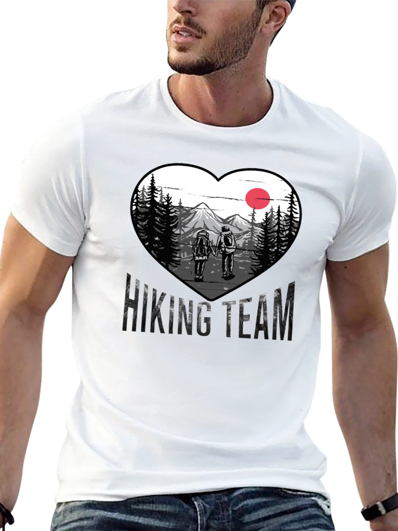 Hiking Team Heart Graphic Tee - Nature Lovers Shirt
