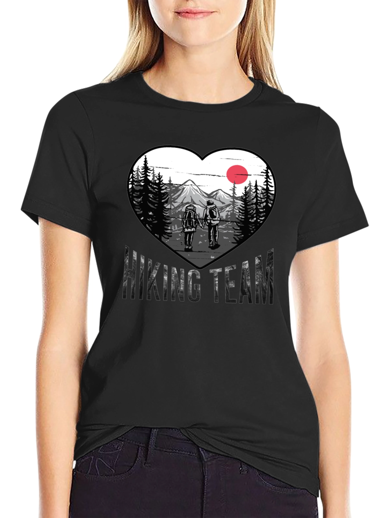 Hiking Team Heart Graphic Tee - Nature Lovers Shirt