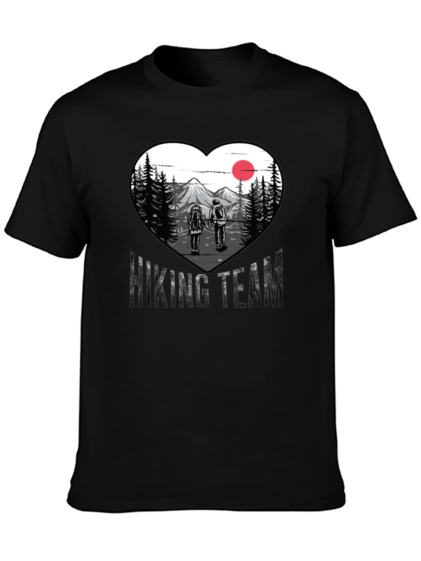 Hiking Team Heart Graphic Tee - Nature Lovers Shirt