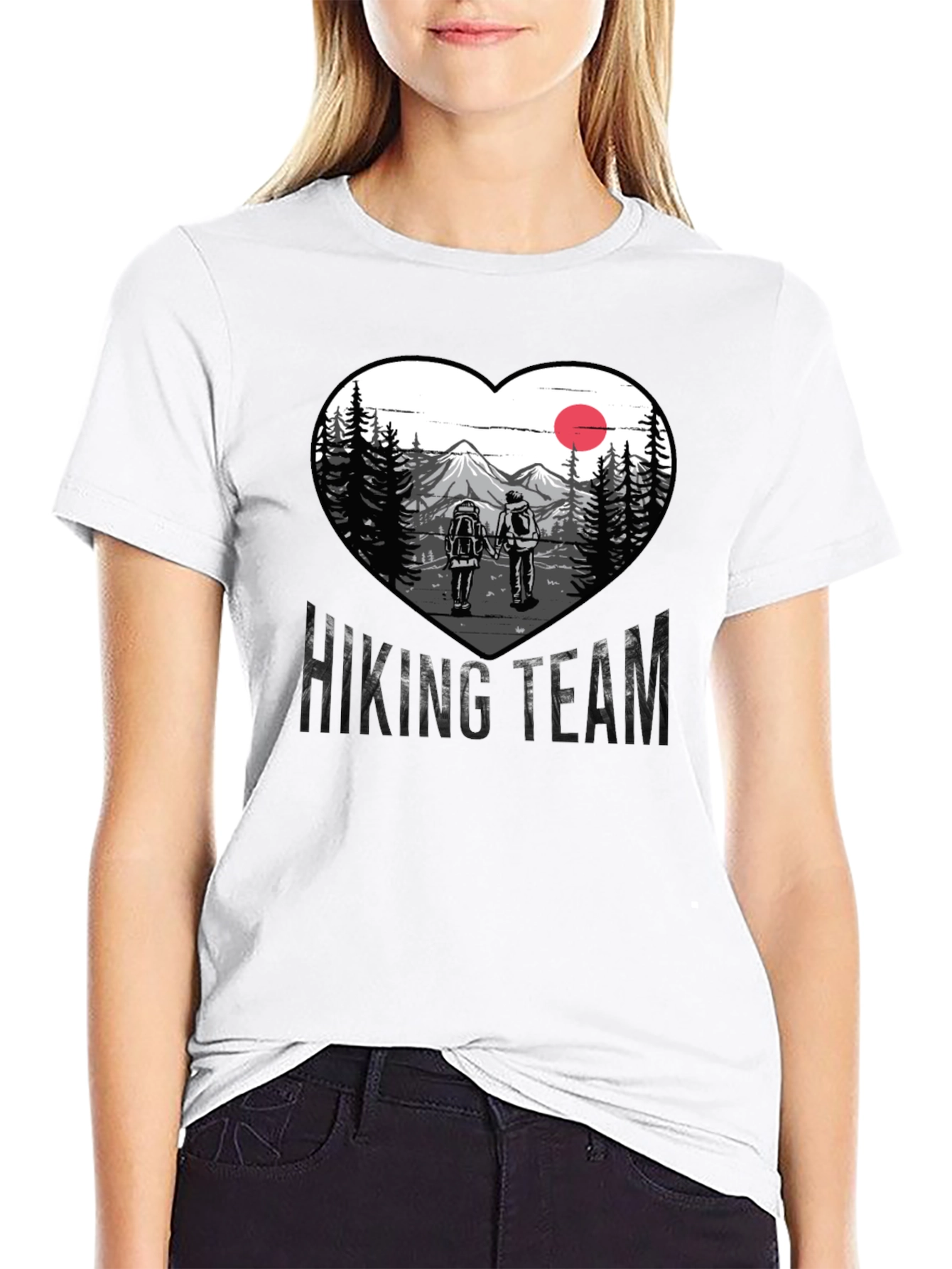 Hiking Team Heart Graphic Tee - Nature Lovers Shirt