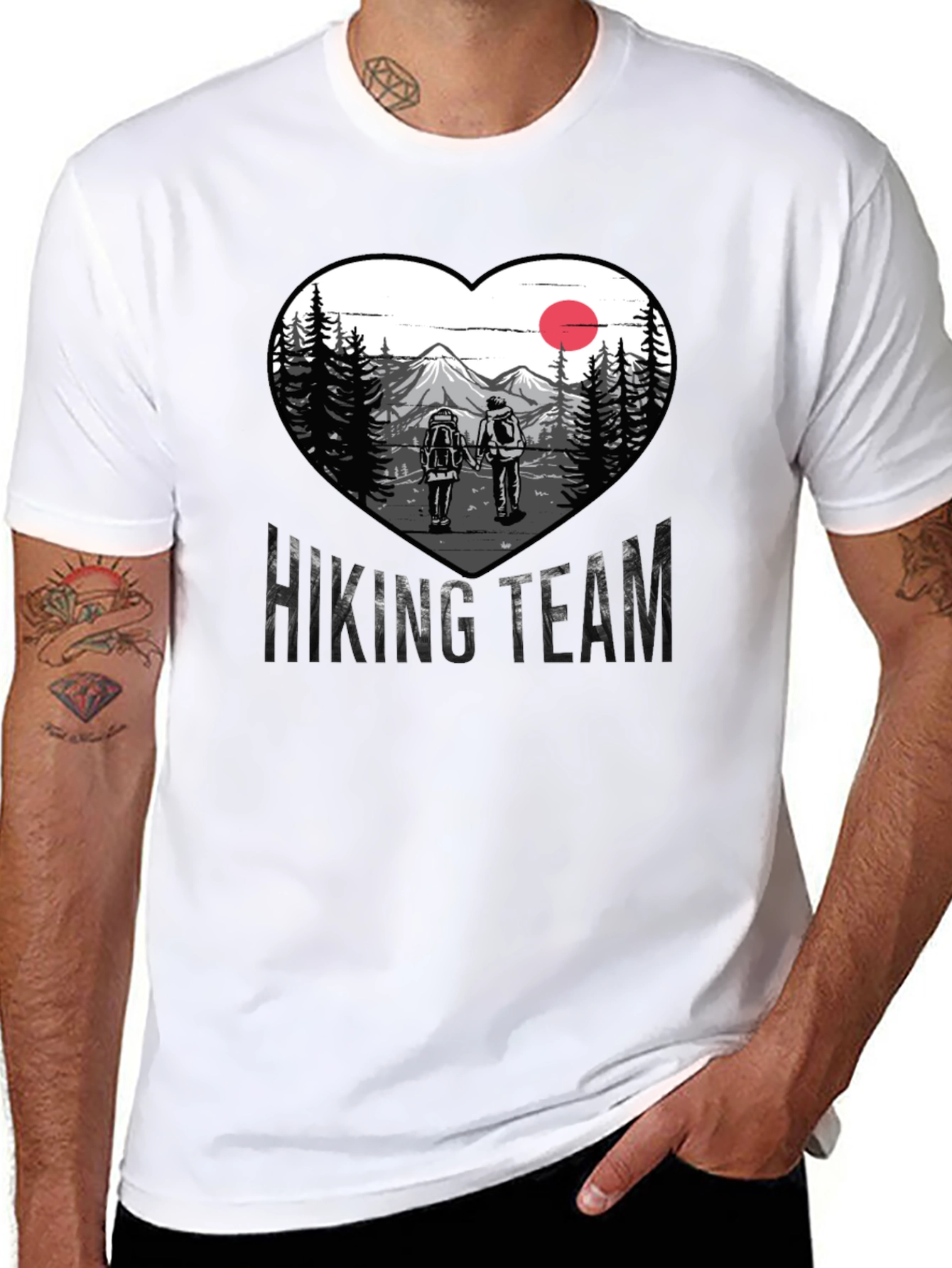 Hiking Team Heart Graphic Tee - Nature Lovers Shirt