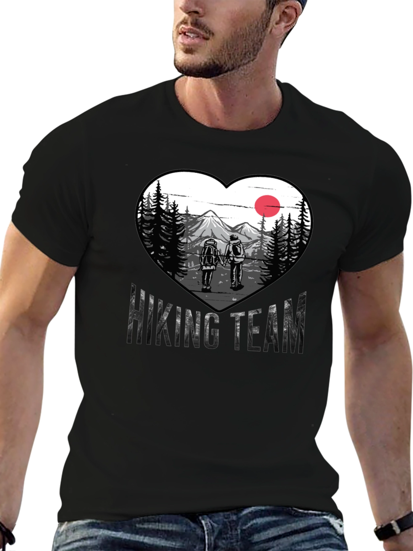 Hiking Team Heart Graphic Tee - Nature Lovers Shirt