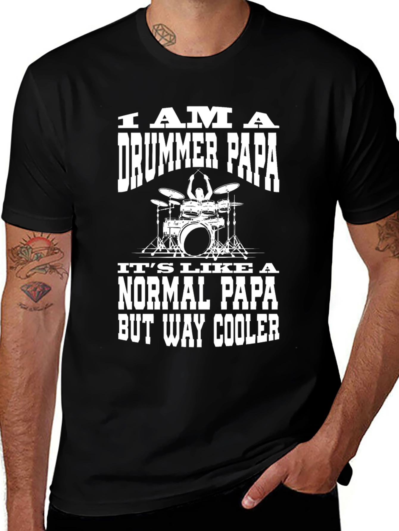 Drummer Papa T-Shirt - Cool Dad Edition