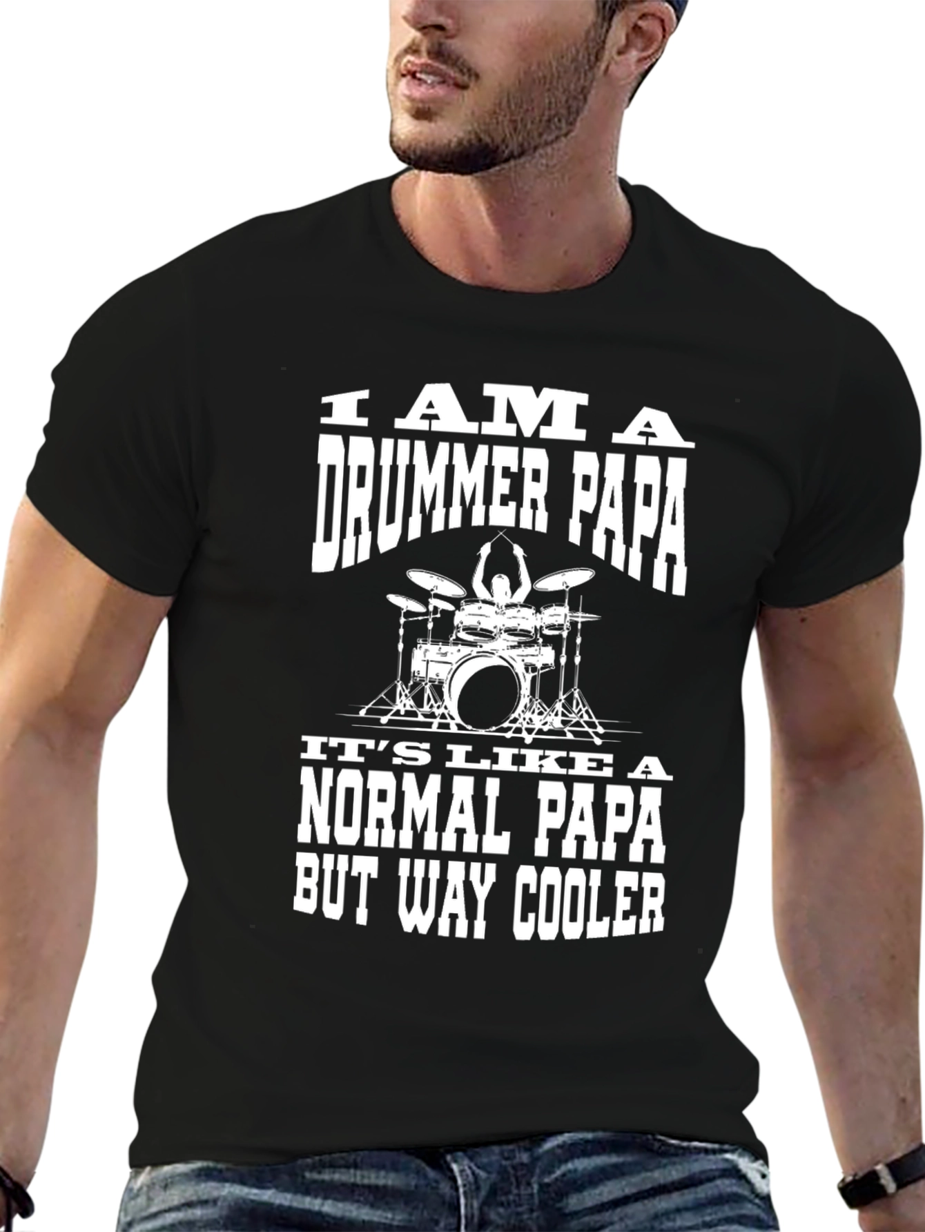 Drummer Papa T-Shirt - Cool Dad Edition