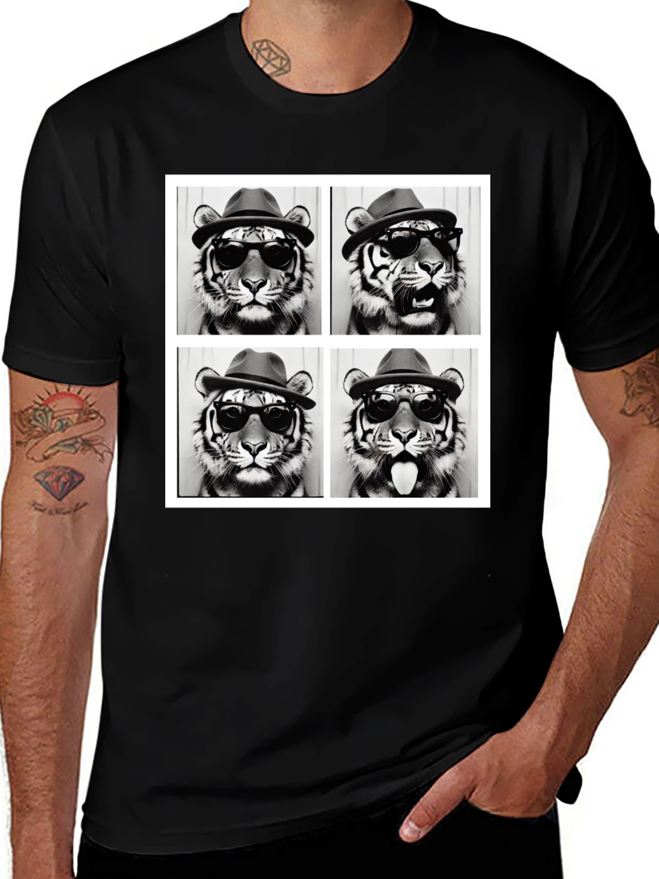 Tiger Collage Graphic Tee - Cool & Unique Style