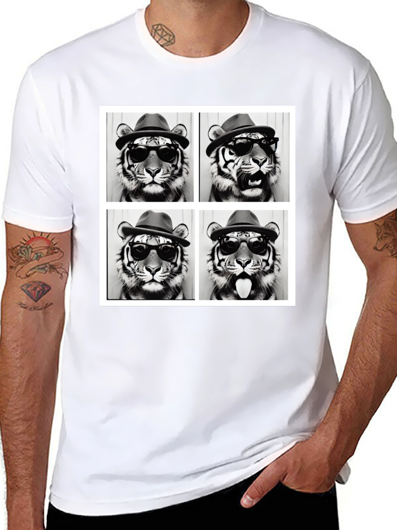 Tiger Collage Graphic Tee - Cool & Unique Style