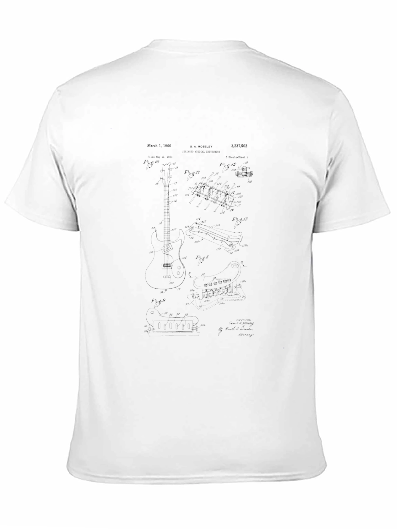 Guitar Patent Print Black T-Shirt