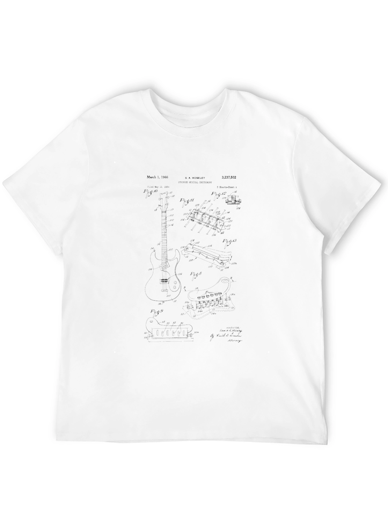 Guitar Patent Print Black T-Shirt