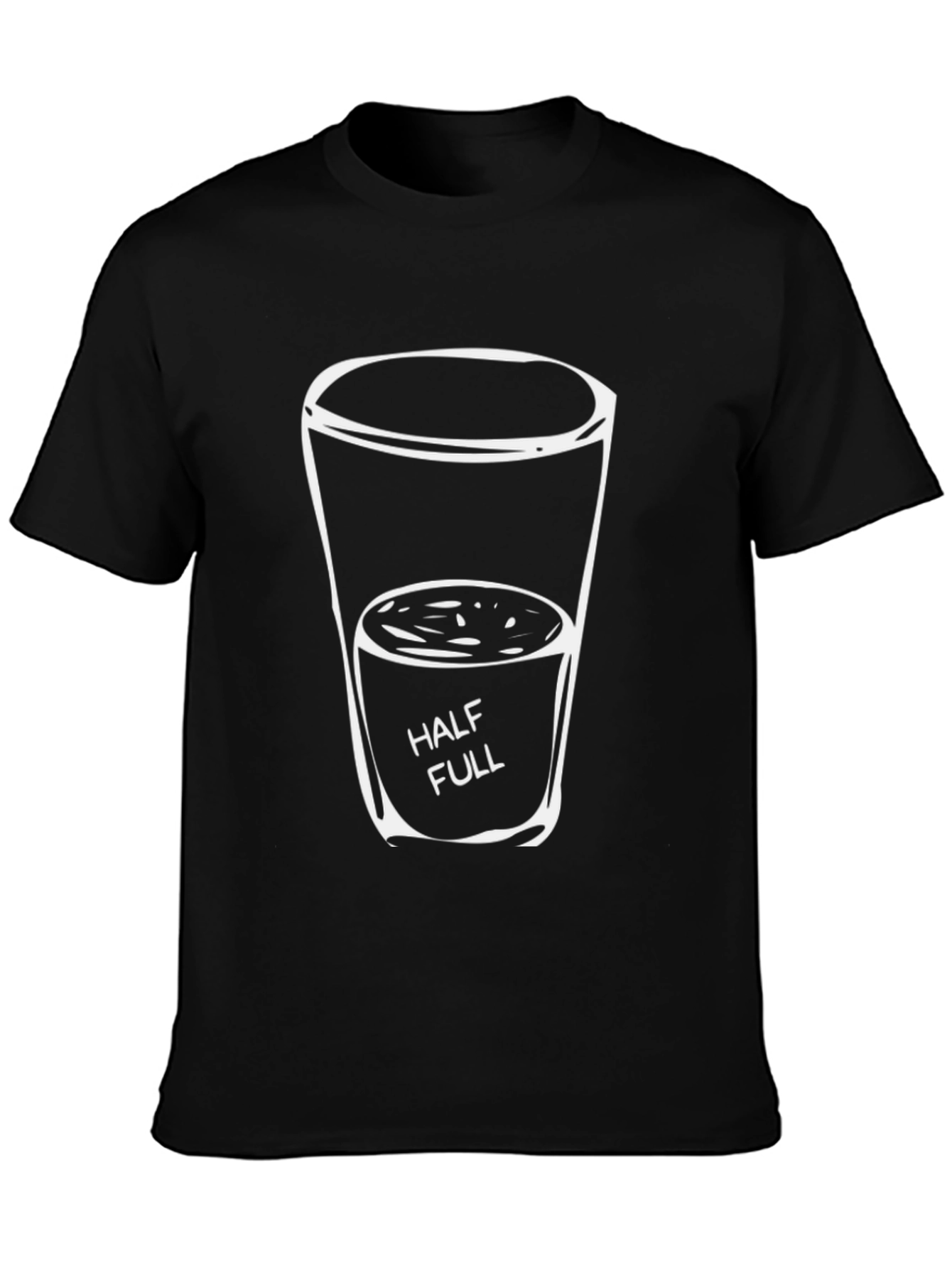 Optimistic Half Full Glass Graphic Tee - Black