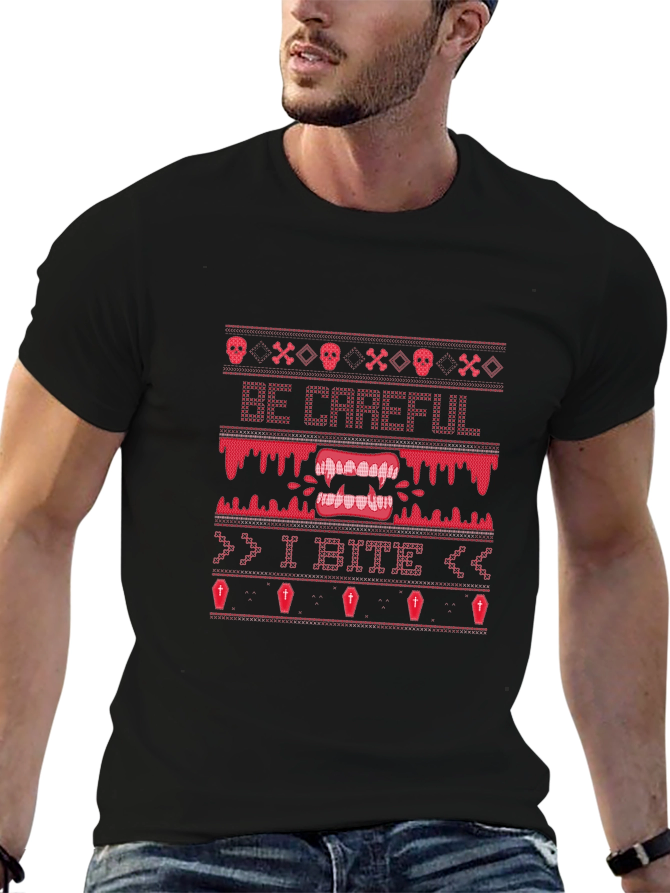 Be Careful I Bite Halloween Graphic Tee