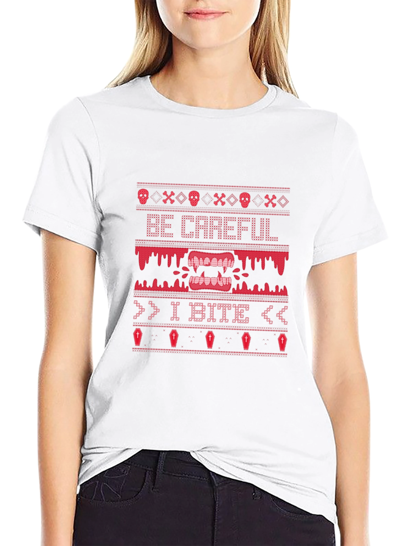 Be Careful I Bite Halloween Graphic Tee