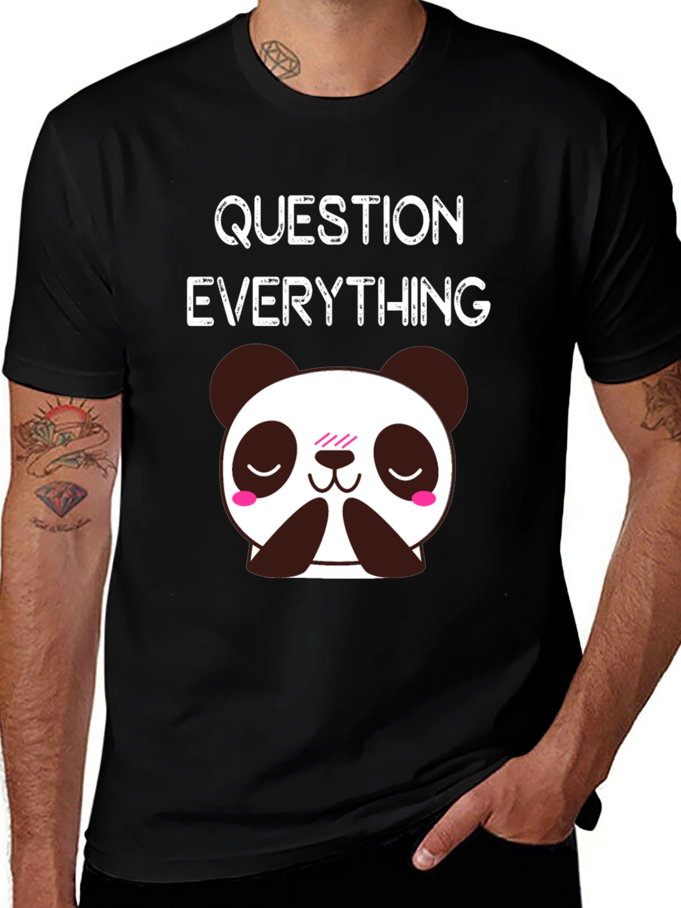 Question Everything Panda T-Shirt - Black