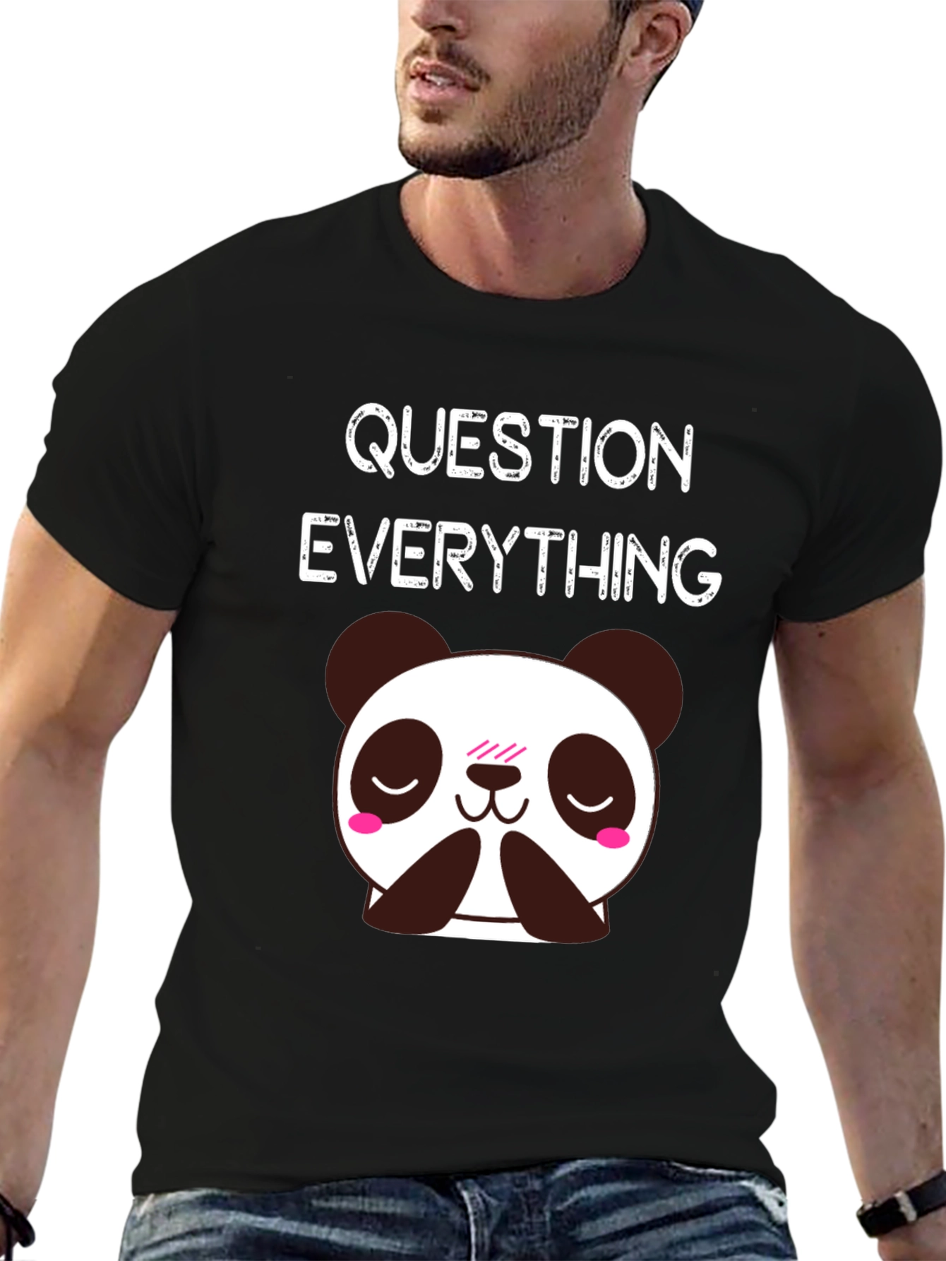 Question Everything Panda T-Shirt - Black