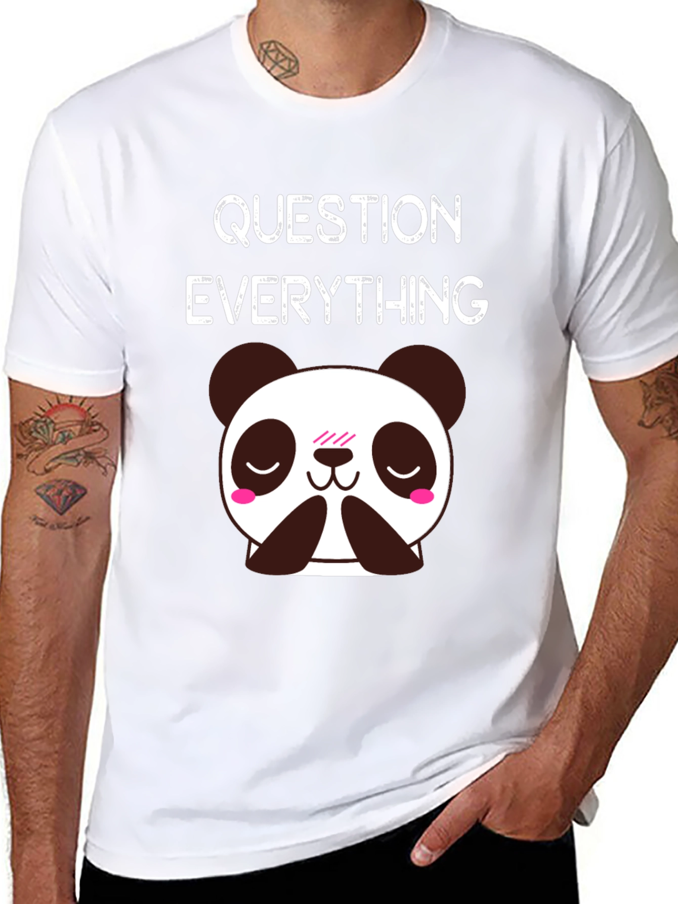 Question Everything Panda T-Shirt - Black