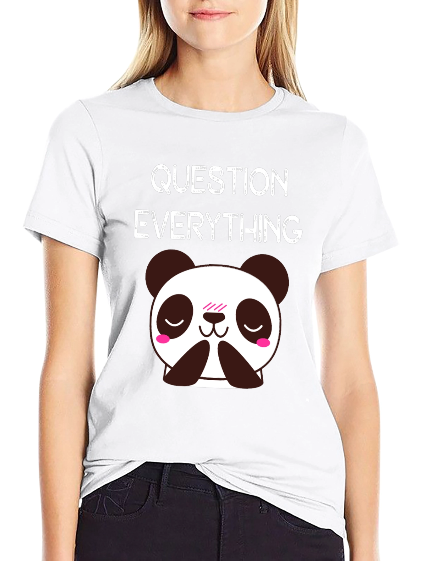 Question Everything Panda T-Shirt - Black