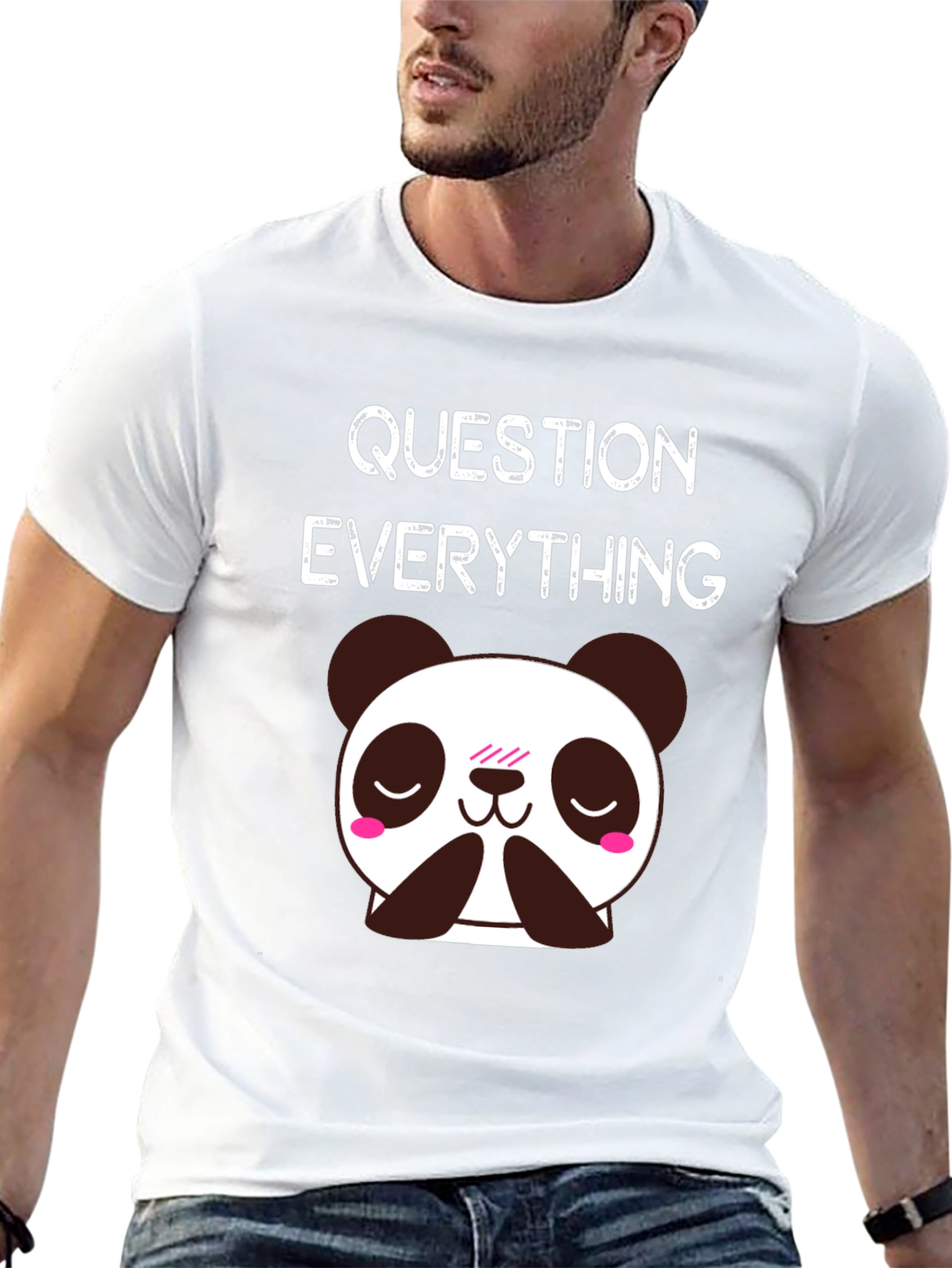 Question Everything Panda T-Shirt - Black