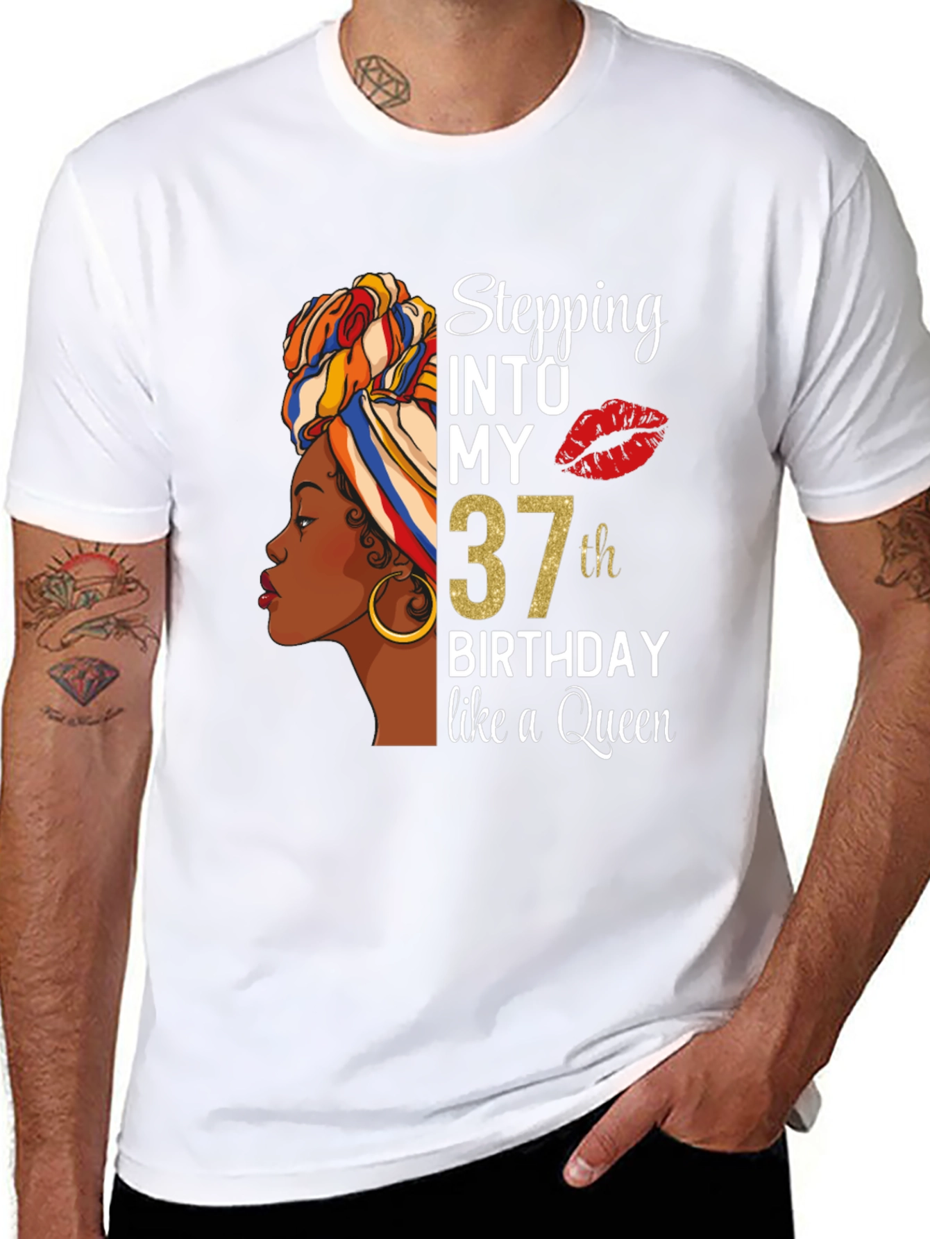 Stepping Into My 37th Birthday Like a Queen T-Shirt